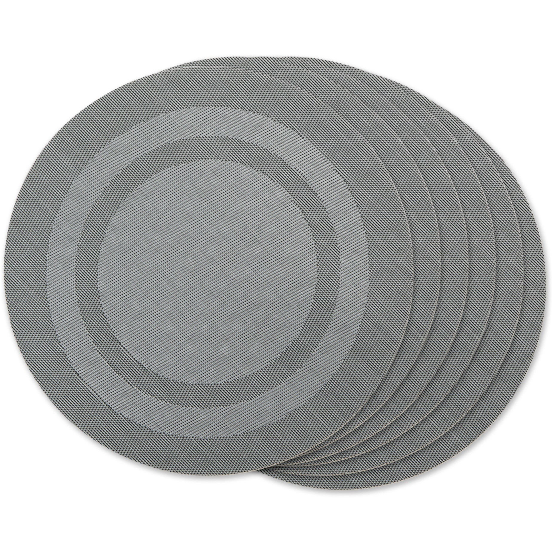 DII Gray Round PVC Doubleframe Placemat 6 Piece