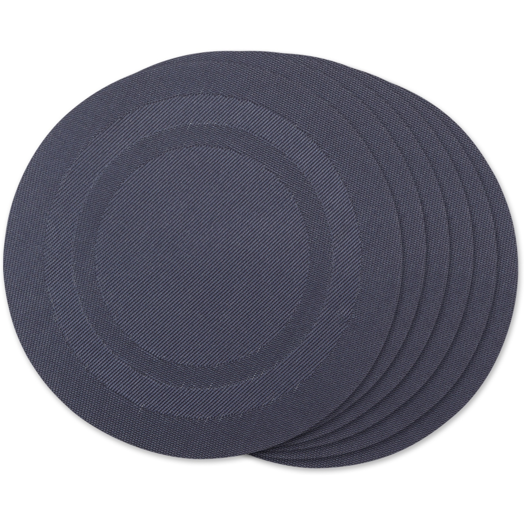 DII Stonewash Blue Round PVC Doubleframe Placemat 6 Piece