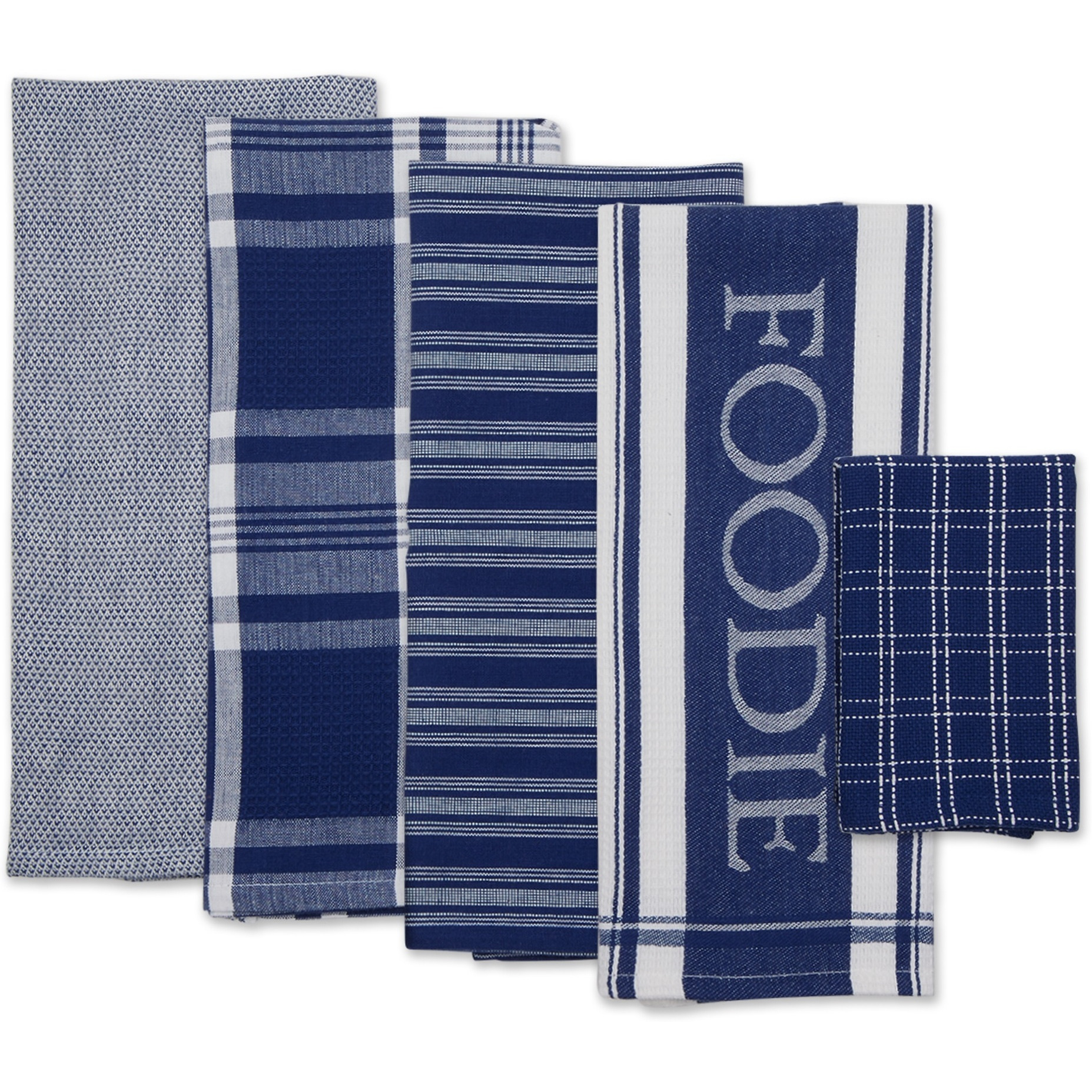 DII Asst Nautical Blue Foodie Dishtowel And Dishcloth 5 Piece