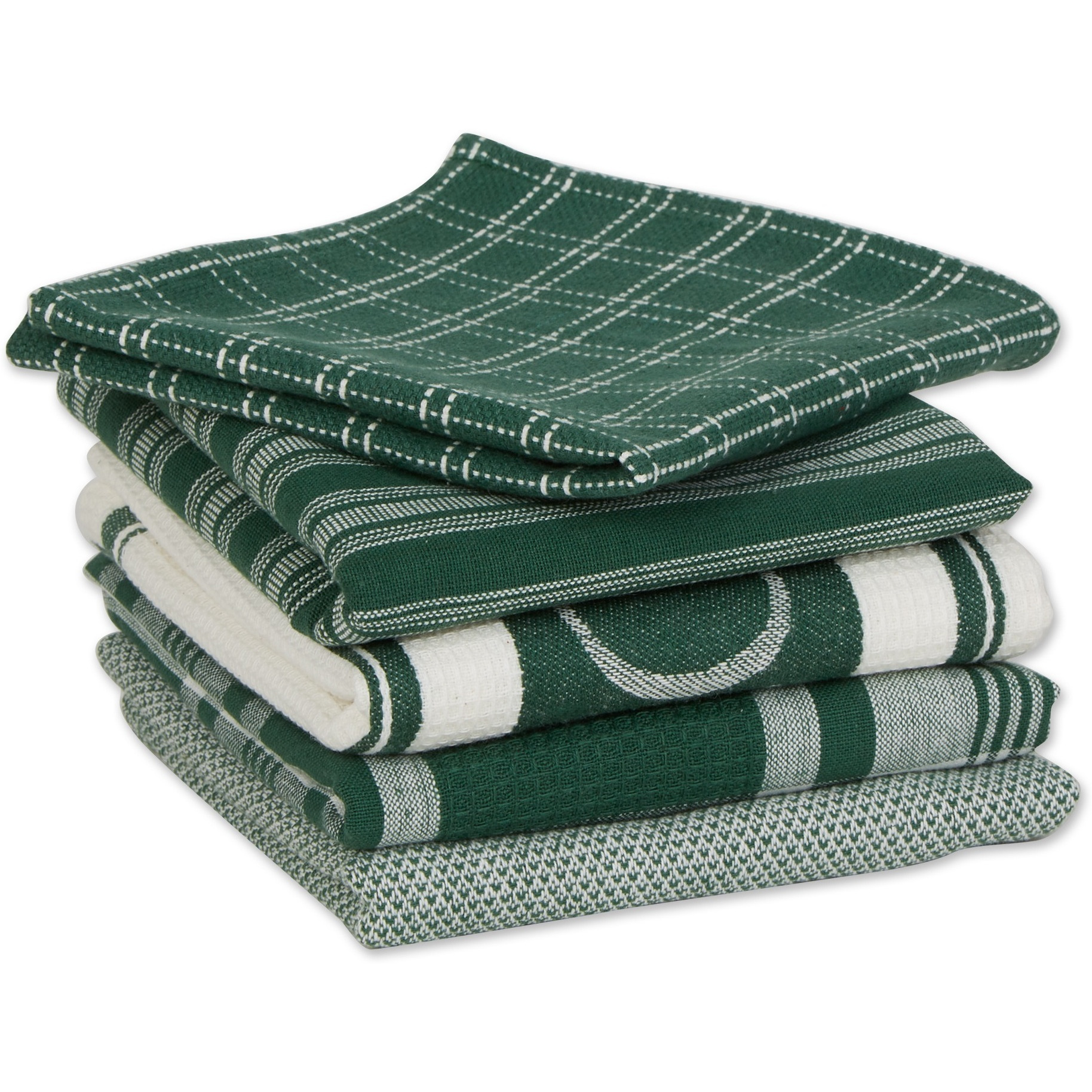 DII Asst Dark Green Foodie Dishtowel And Dishcloth 5 Piece