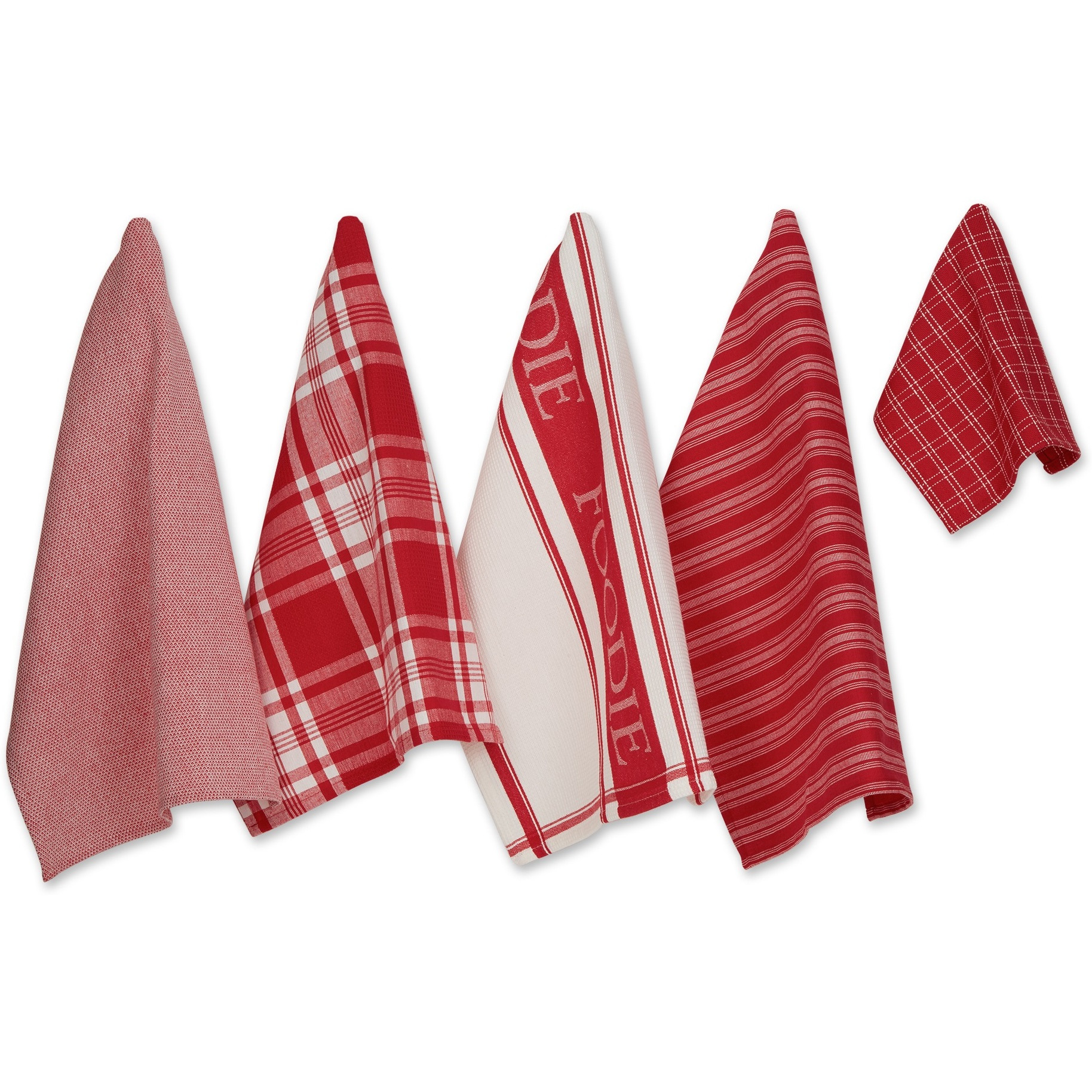 DII Asst Red Foodie Dishtowel And Dishcloth 5 Piece