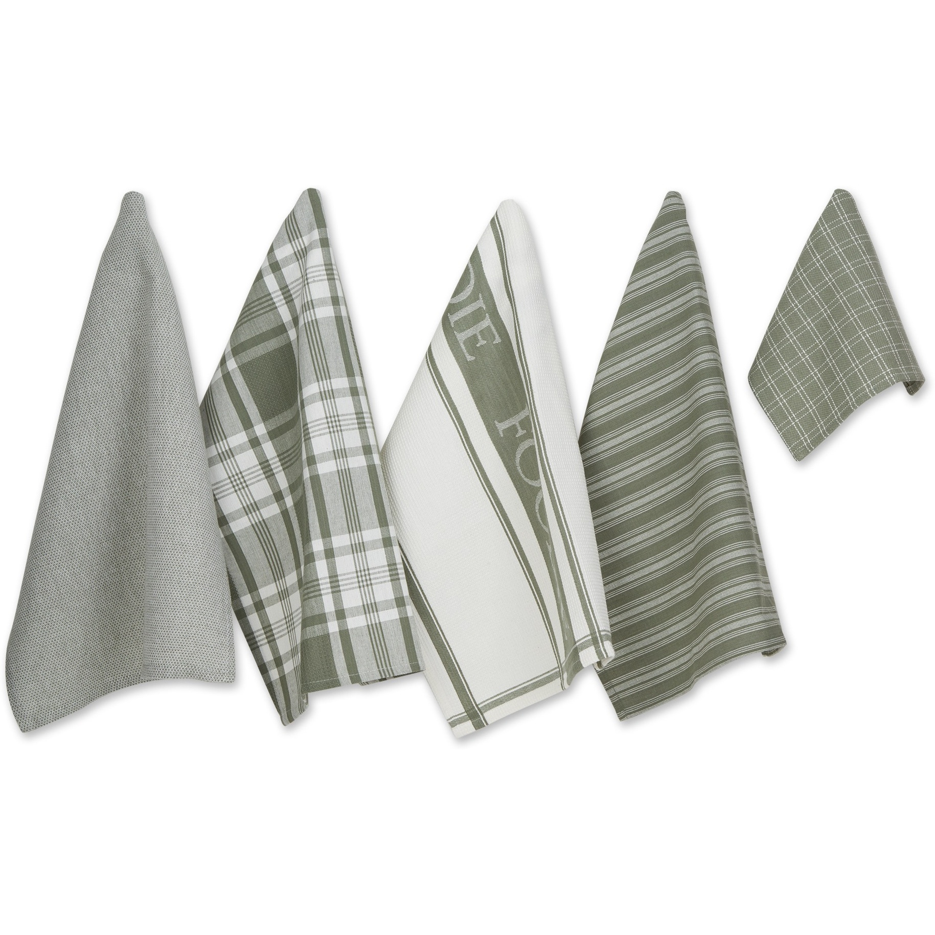DII Asst Artichoke Green Foodie Dishtowel And Dishcloth 5 Piece
