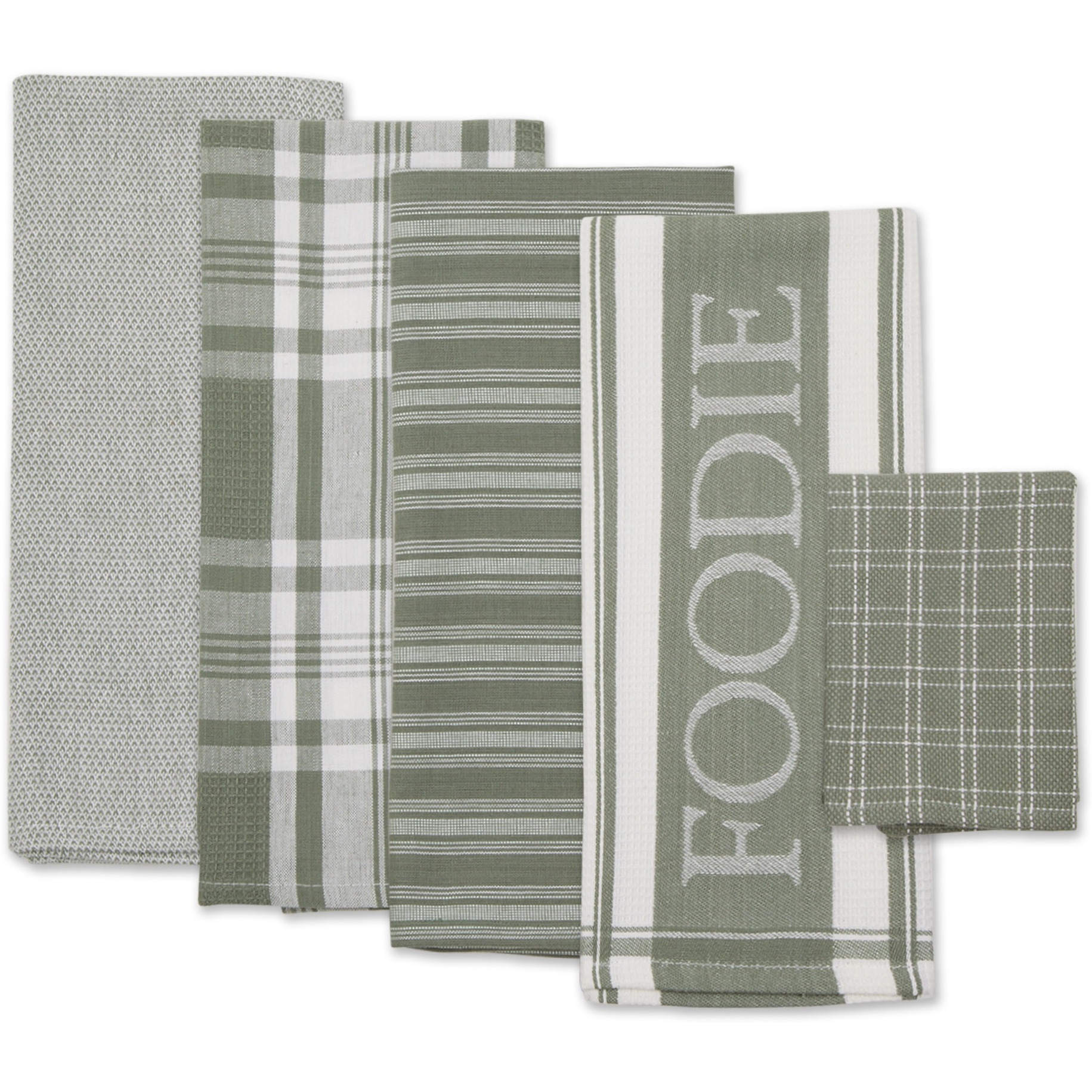 DII Asst Artichoke Green Foodie Dishtowel And Dishcloth 5 Piece