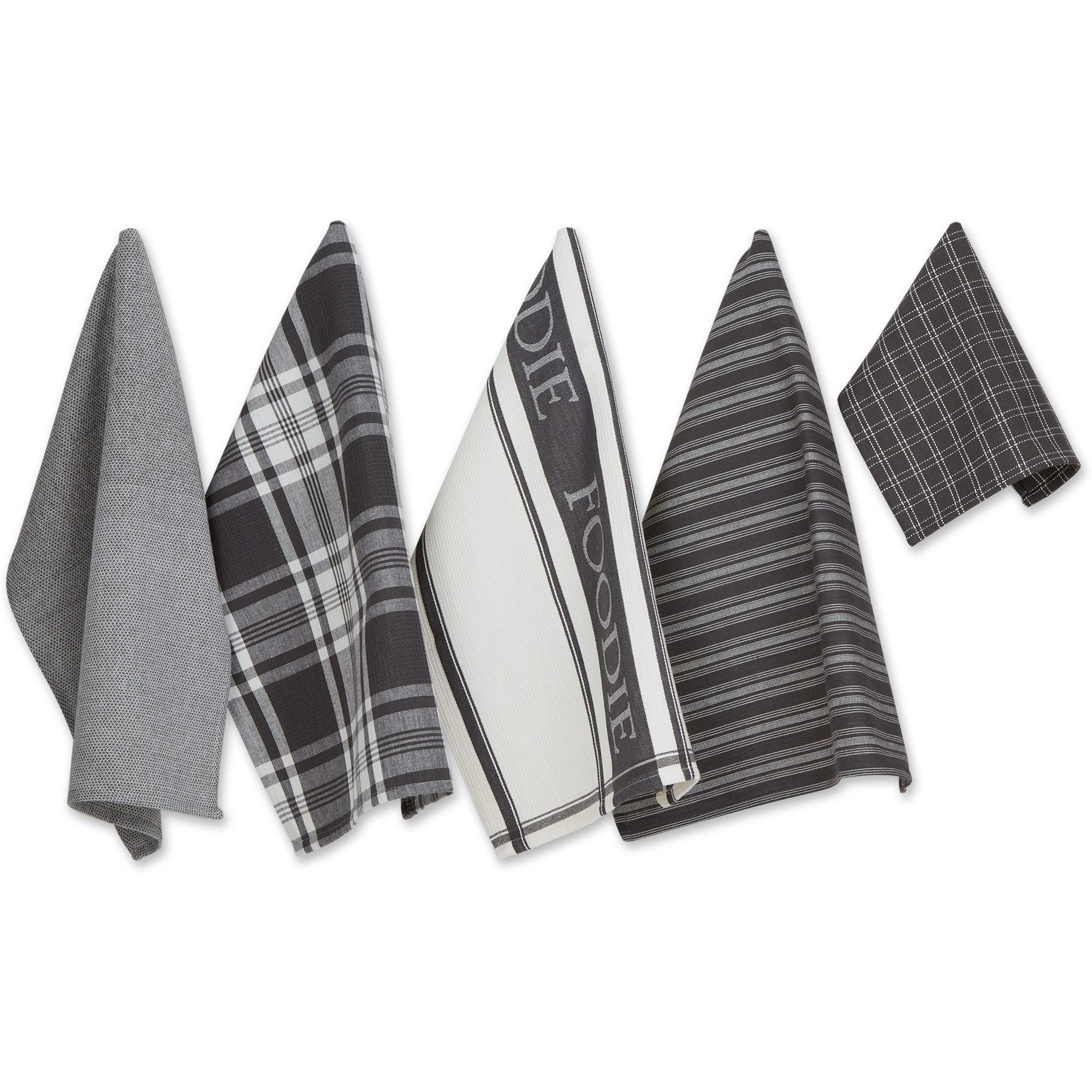 DII Asst Mineral Foodie Dishtowel And Dishcloth 5 Piece