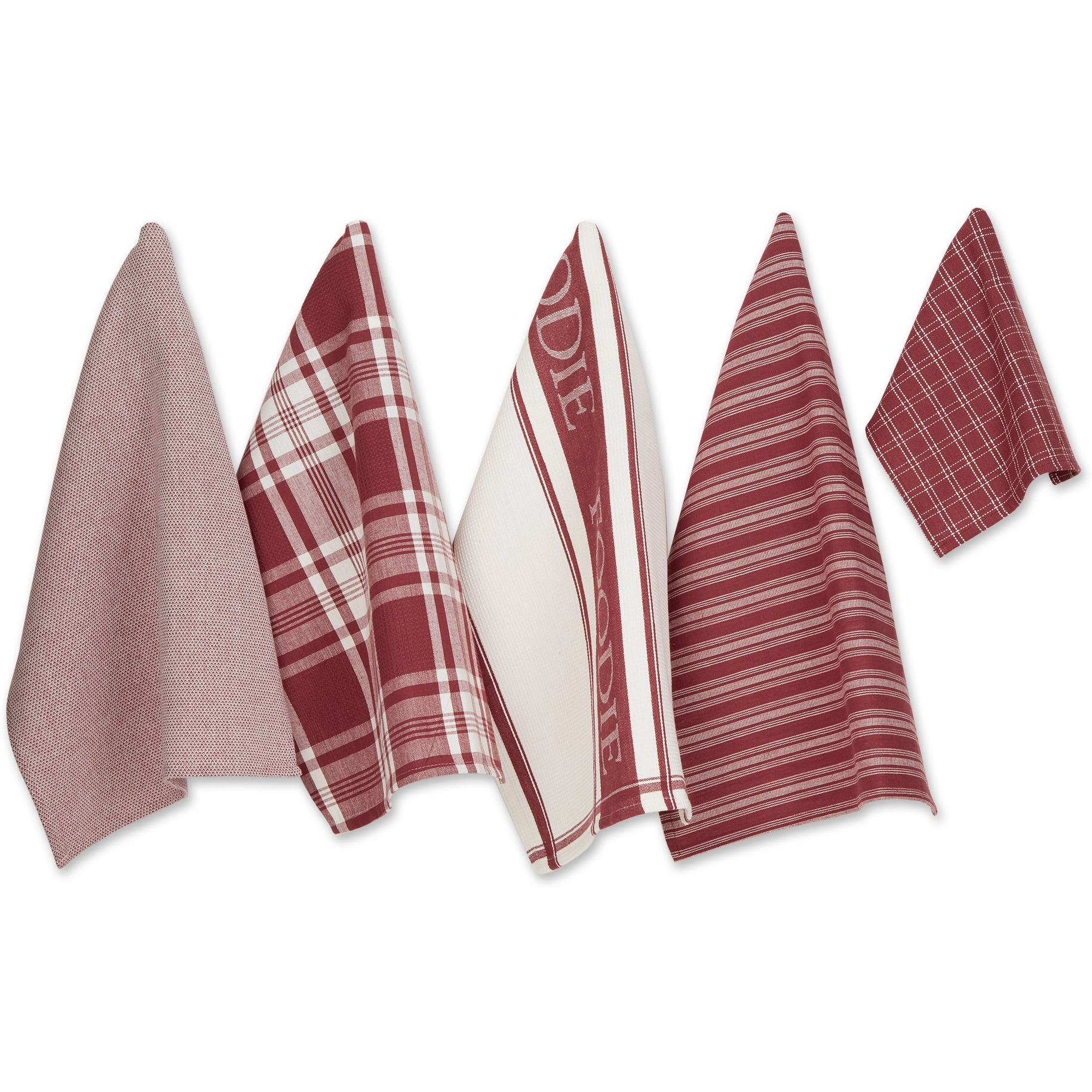 DII Asst Barn Red Foodie Dishtowel And Dishcloth 5 Piece