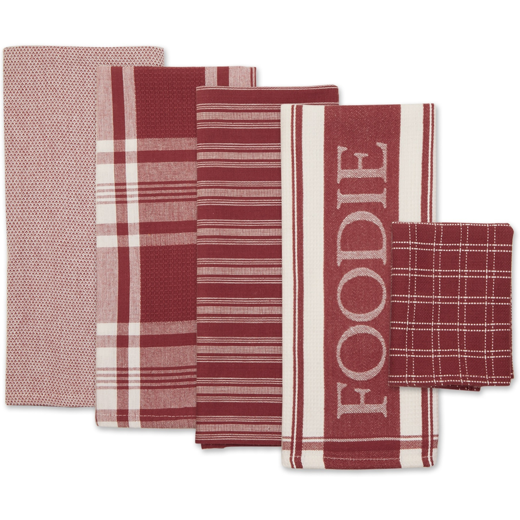DII Asst Barn Red Foodie Dishtowel And Dishcloth 5 Piece