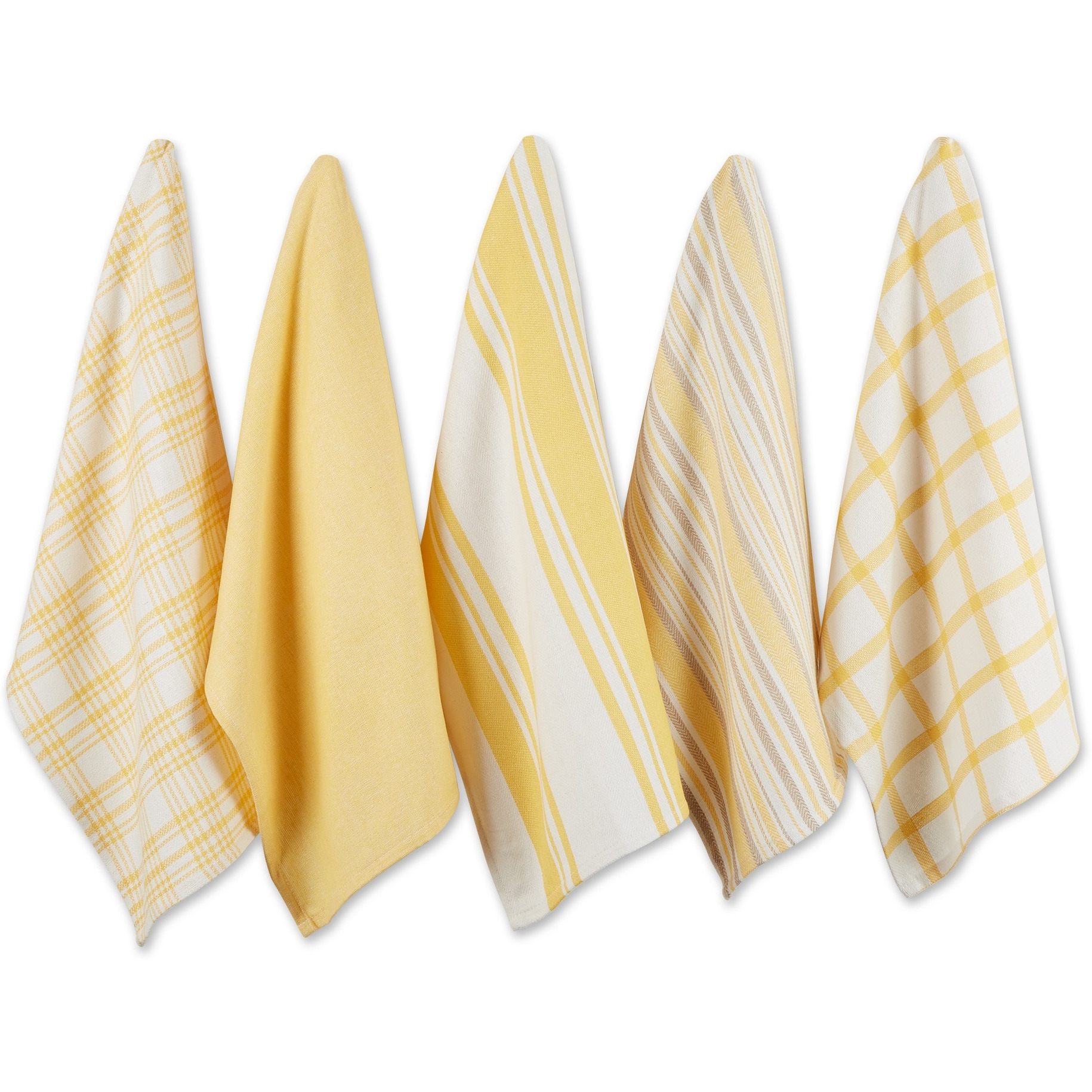 DII Asst Yellow Woven Dishtowels (Set of 5)