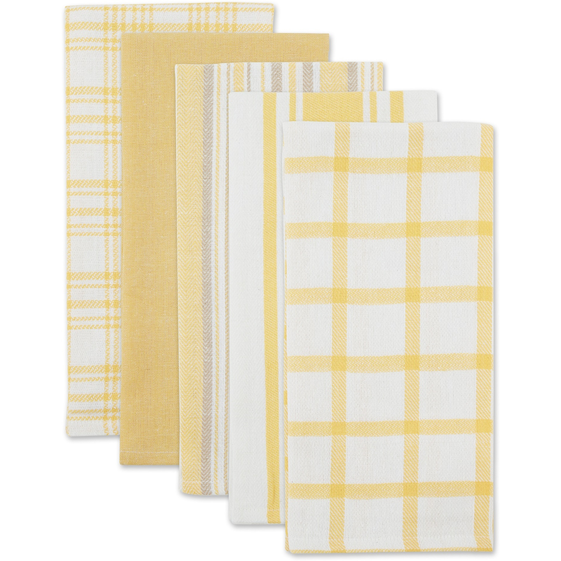 DII Asst Yellow Woven Dishtowels (Set of 5)