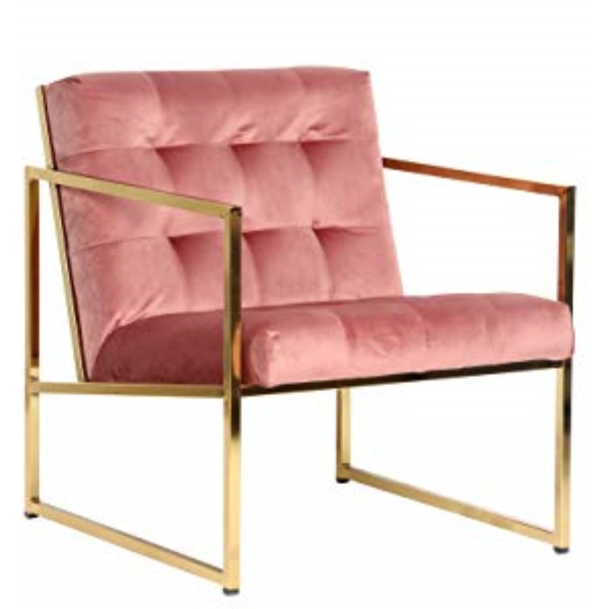 LeisureMod Lexington Tufted Velvet Accent Armchair With Gold Frame