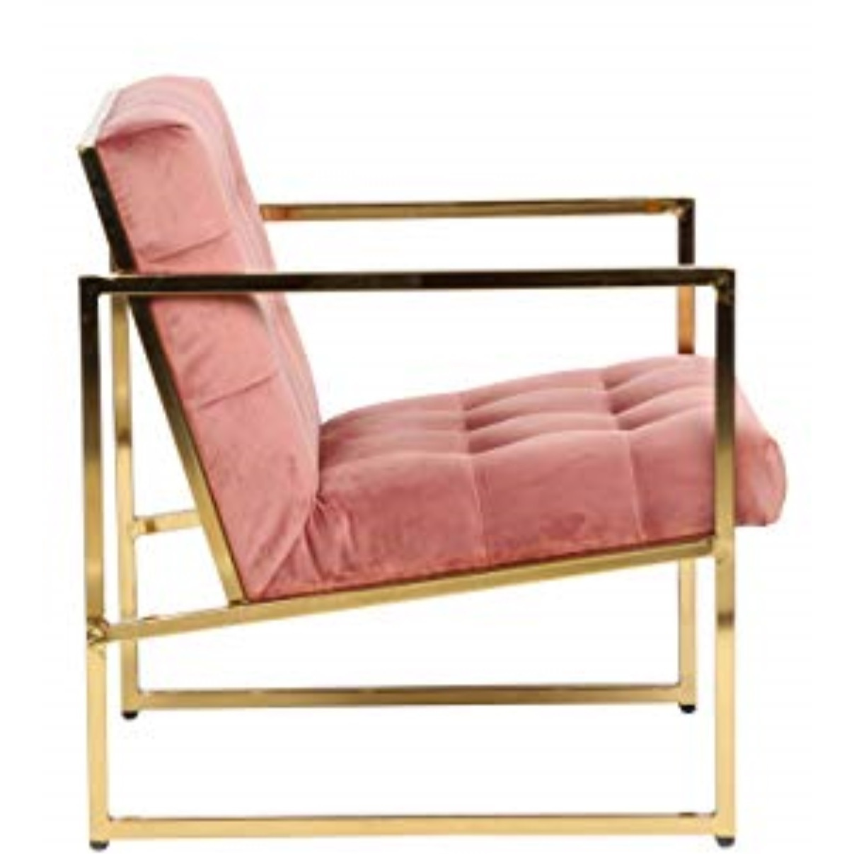 LeisureMod Lexington Tufted Velvet Accent Armchair With Gold Frame