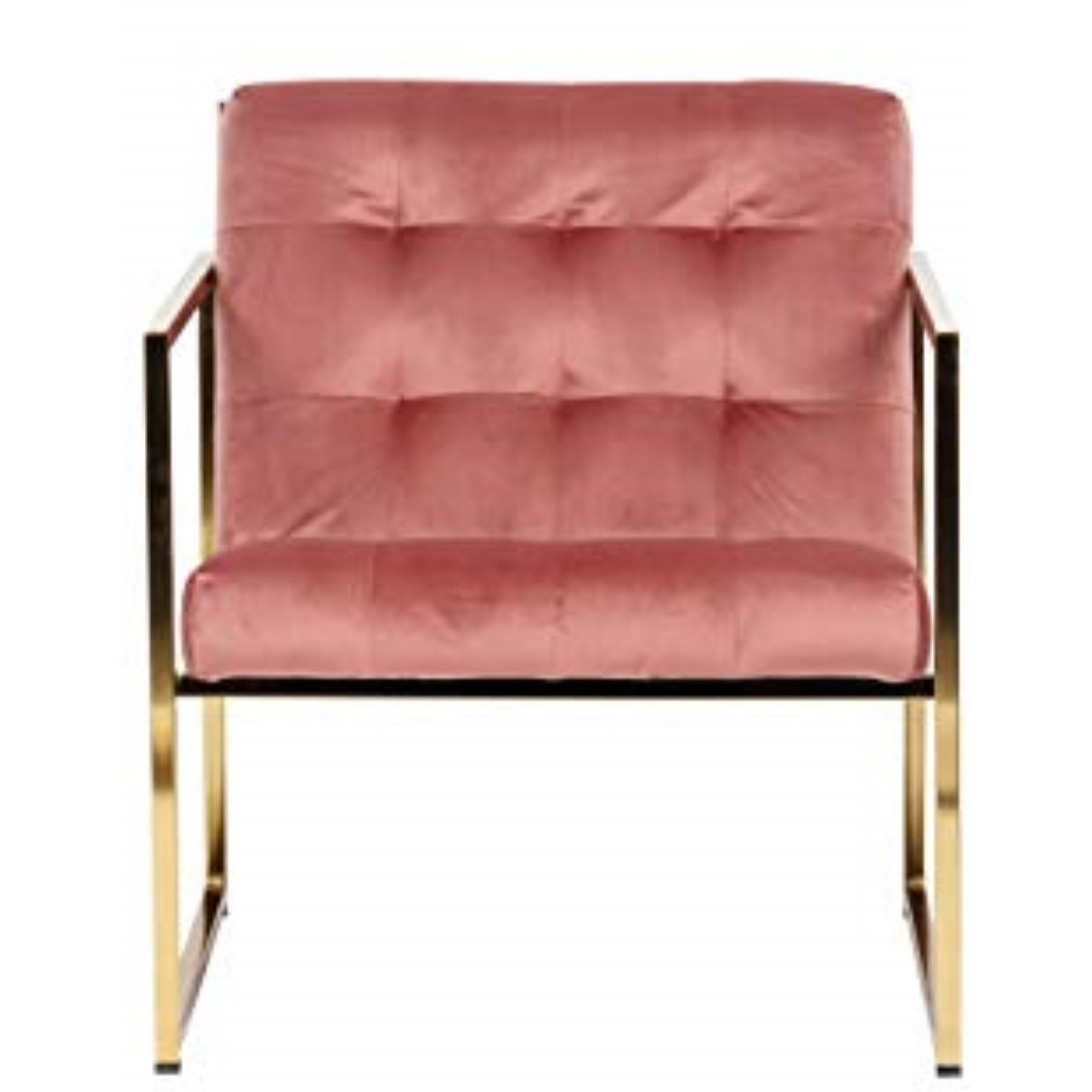LeisureMod Lexington Tufted Velvet Accent Armchair With Gold Frame