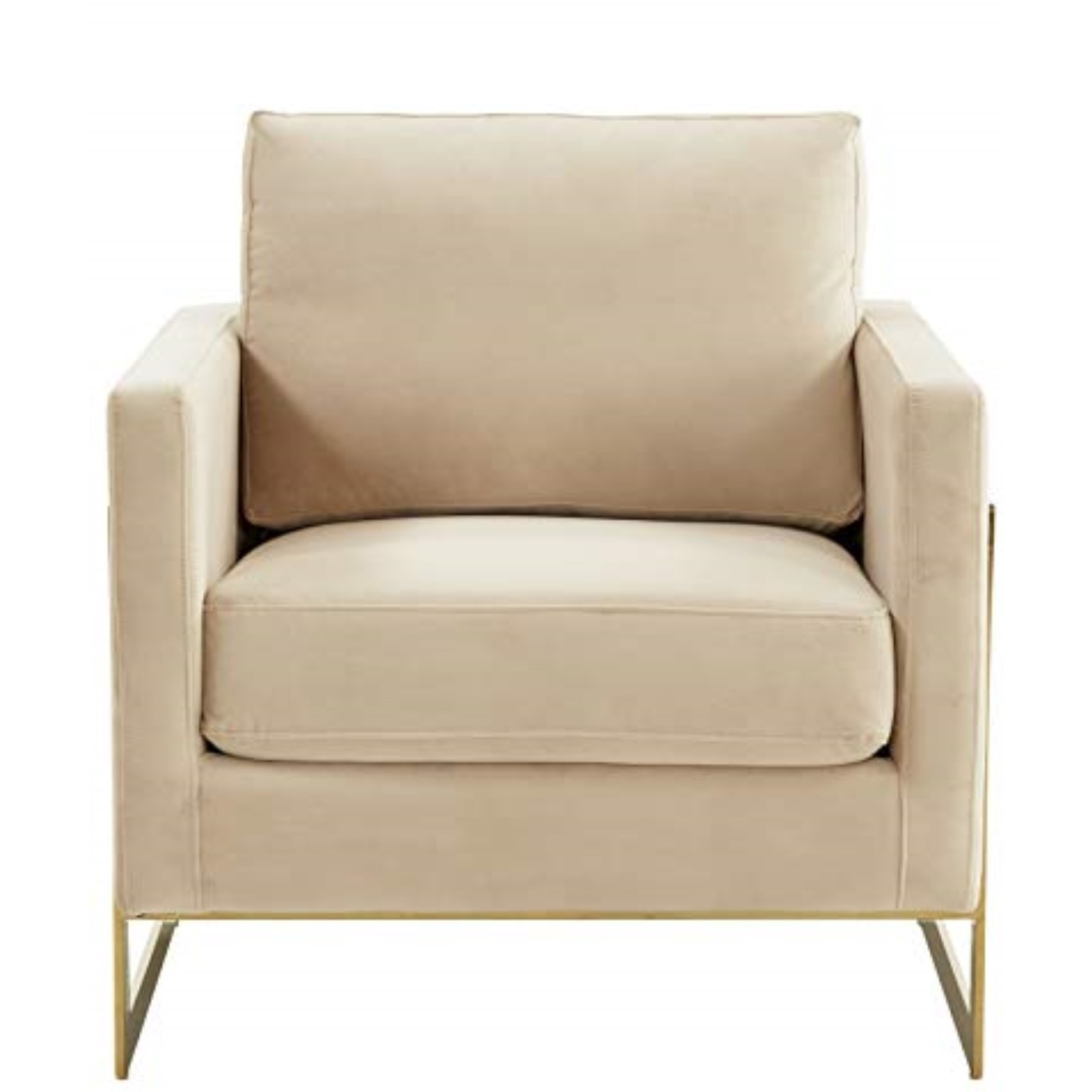 LeisureMod Lincoln Velvet Accent Armchair With Gold Frame