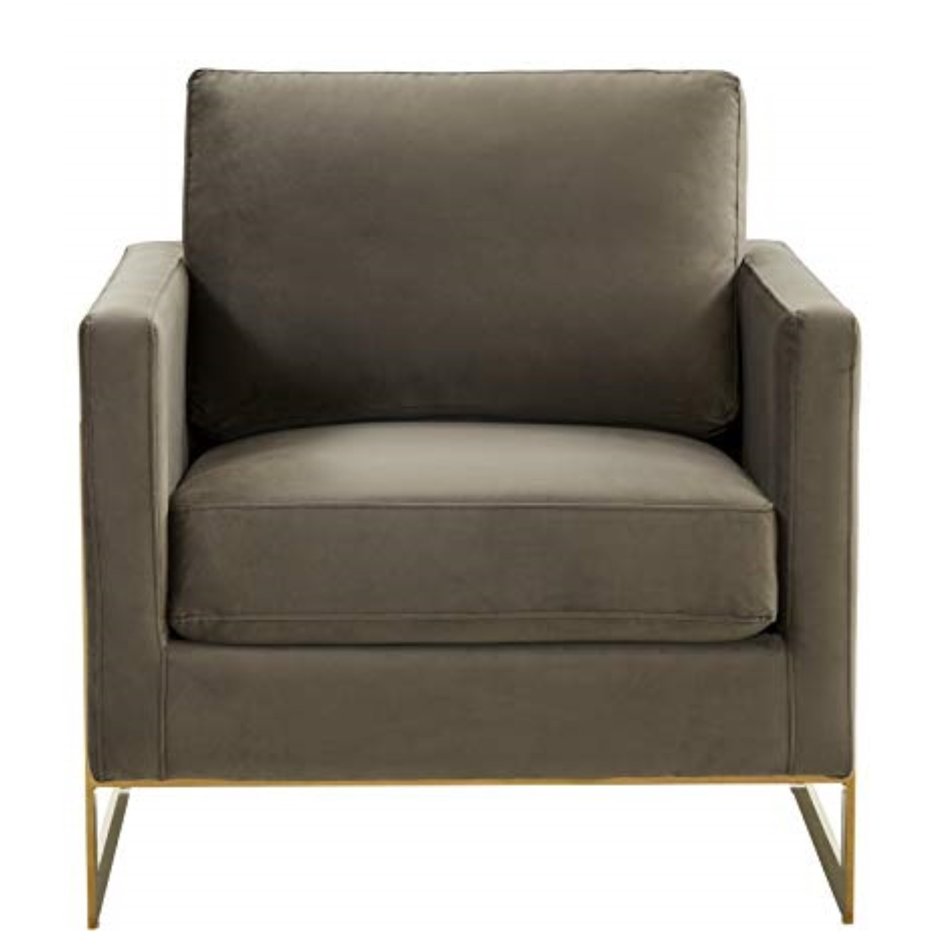 LeisureMod Lincoln Velvet Accent Armchair With Gold Frame