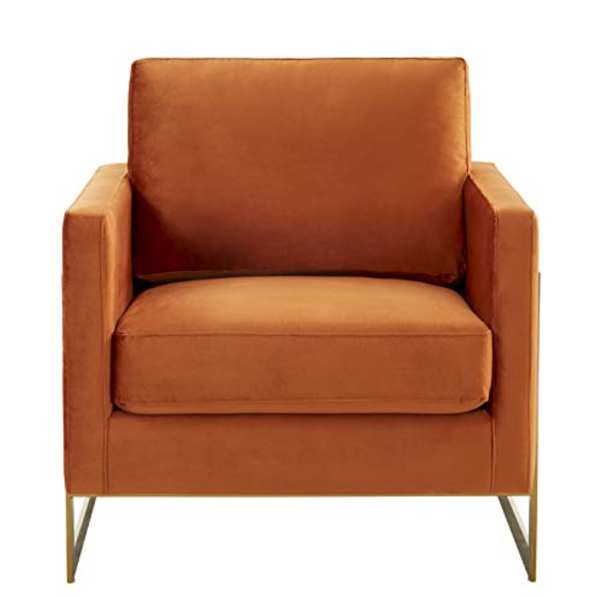 LeisureMod Lincoln Velvet Accent Armchair With Gold Frame