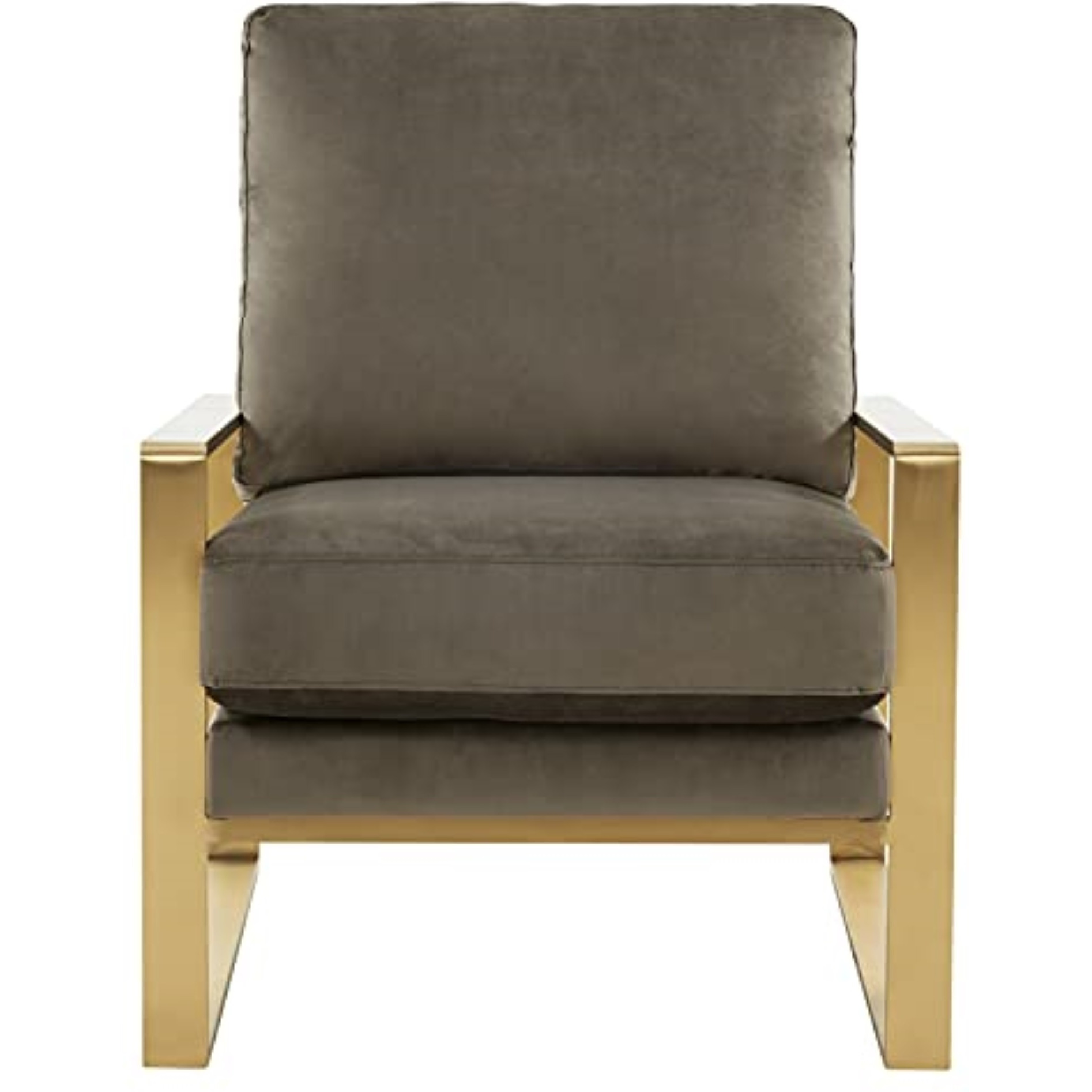 LeisureMod Jefferson Velvet Design Accent Armchair With Gold Frame