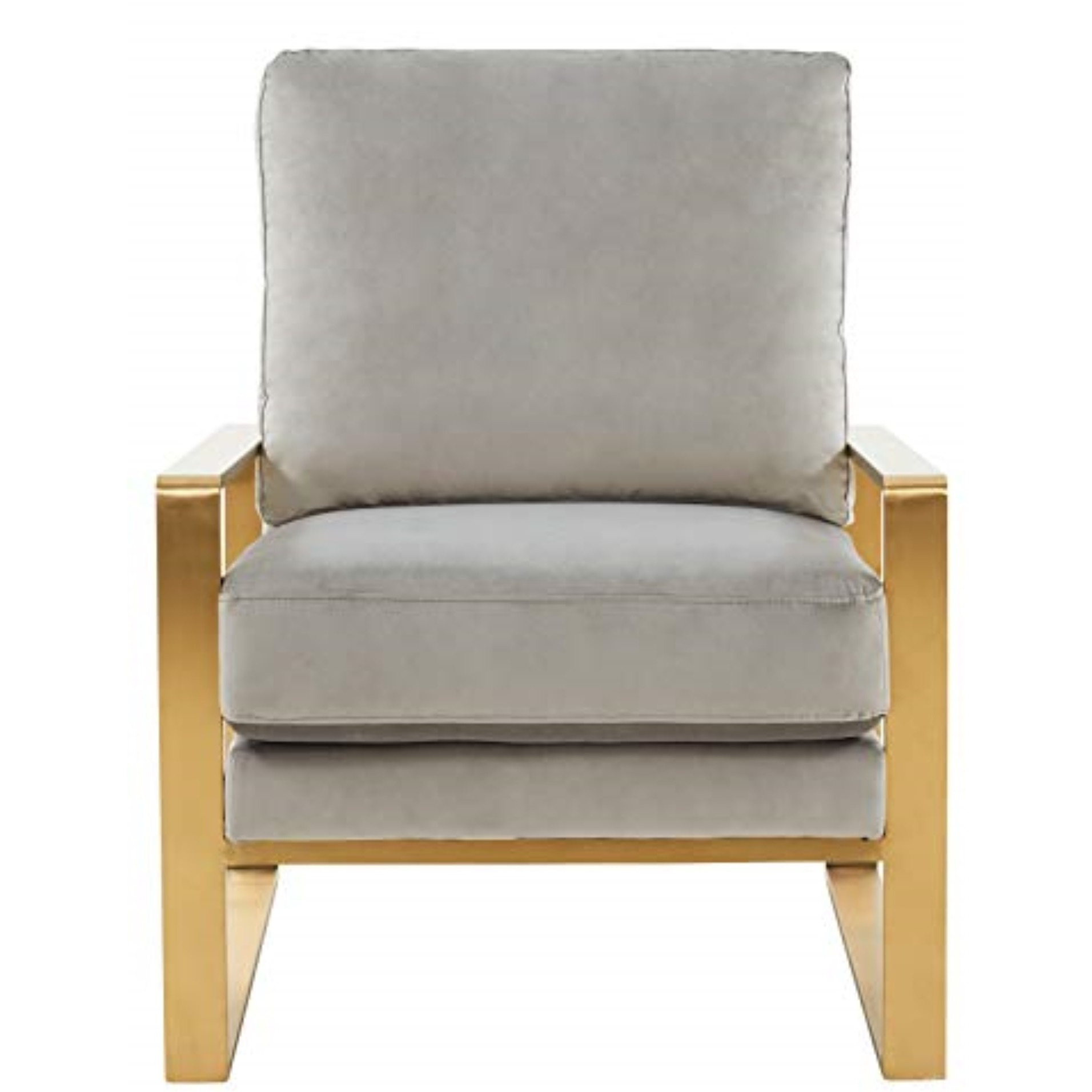 LeisureMod Jefferson Velvet Design Accent Armchair With Gold Frame