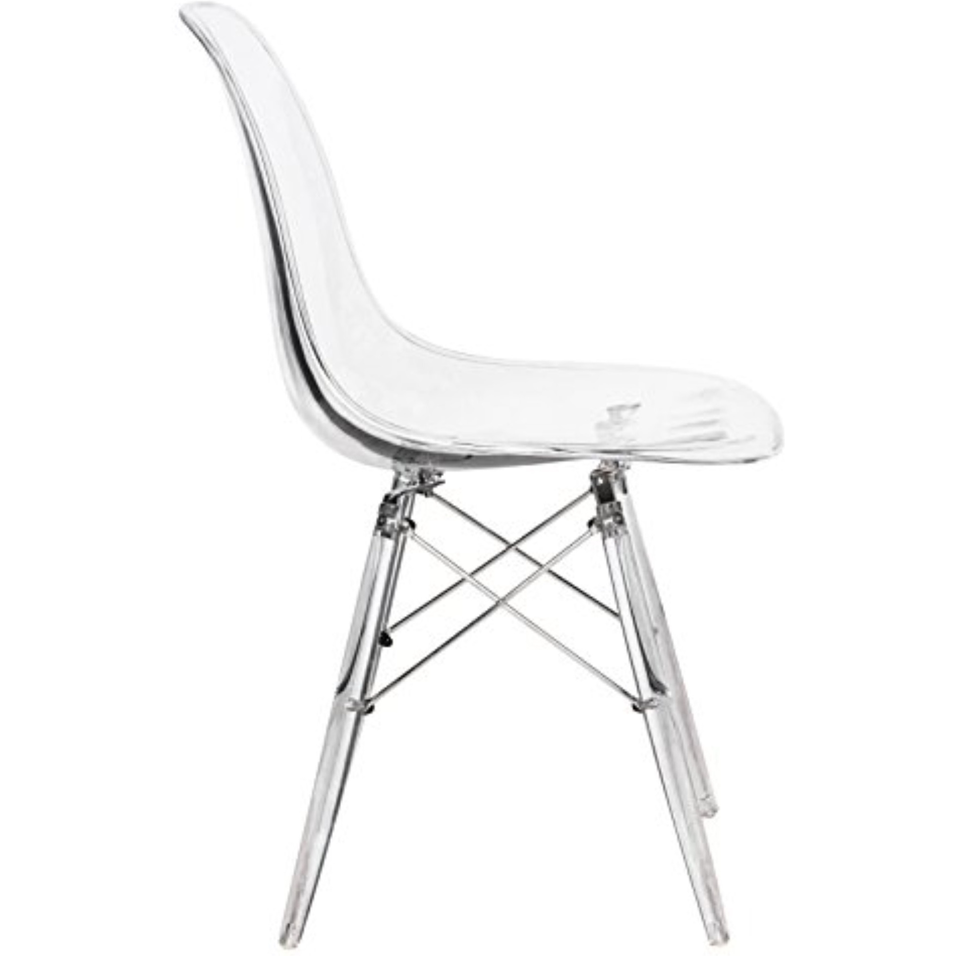 LeisureMod Dover Molded Side Chair with Acrylic Base, Set of 2