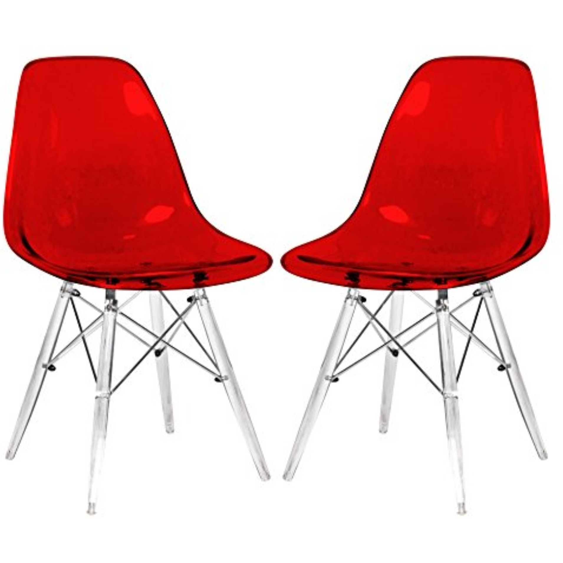 LeisureMod Dover Molded Side Chair with Acrylic Base, Set of 2