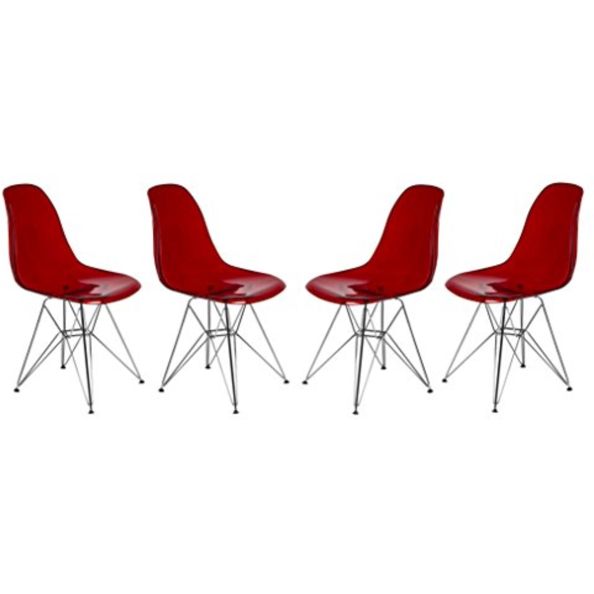 LeisureMod Cresco Molded Eiffel Side Chair, Set of 4