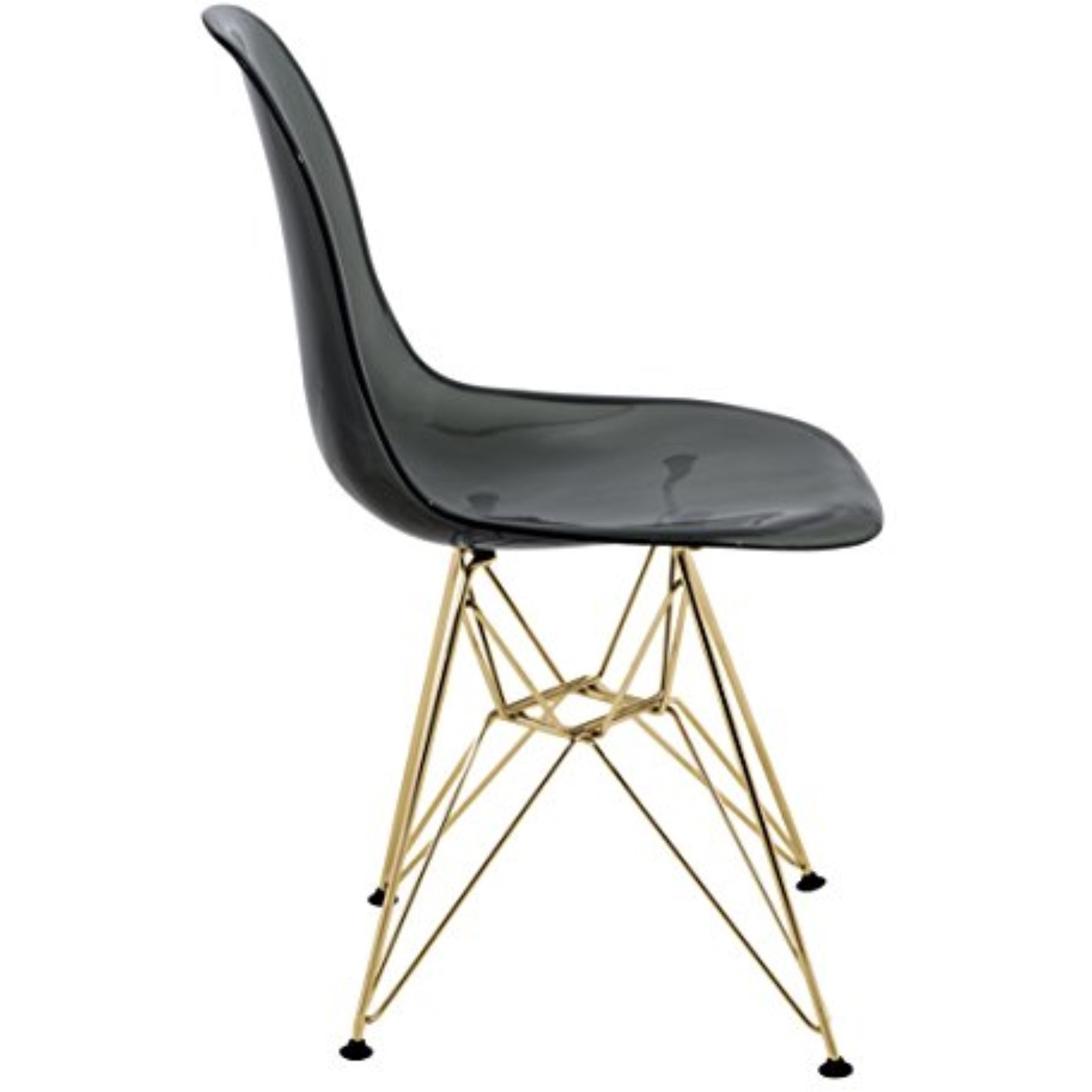 LeisureMod Cresco Molded Eiffel Side Chair with Gold Base, Set of 2
