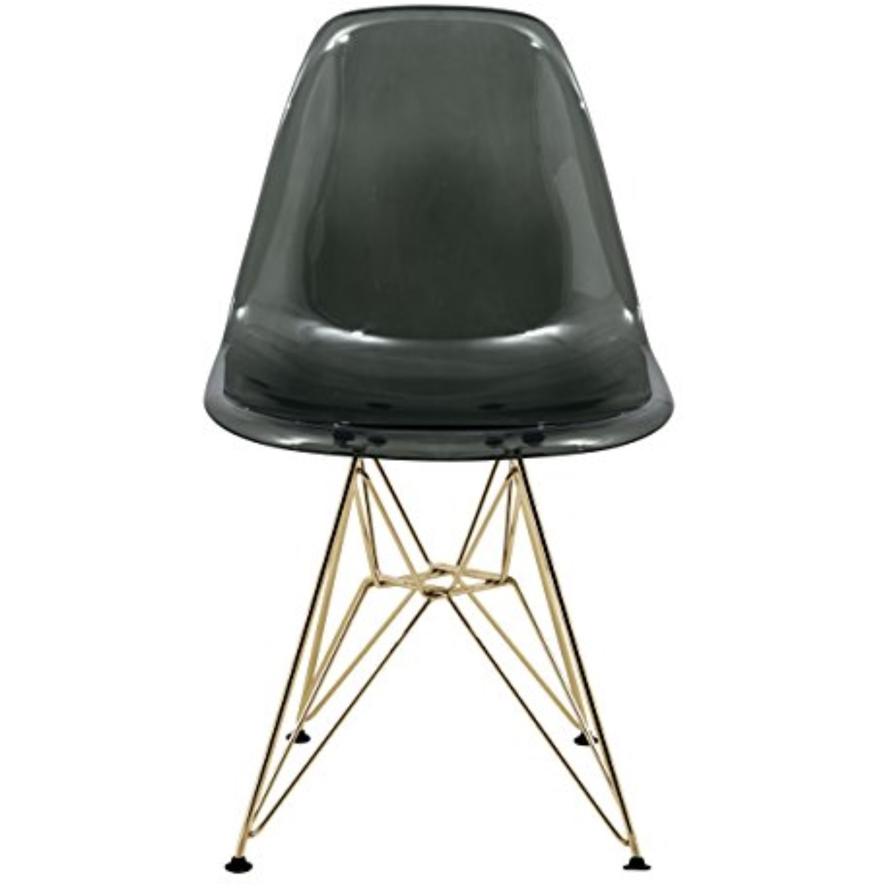 LeisureMod Cresco Molded Eiffel Side Chair with Gold Base, Set of 2