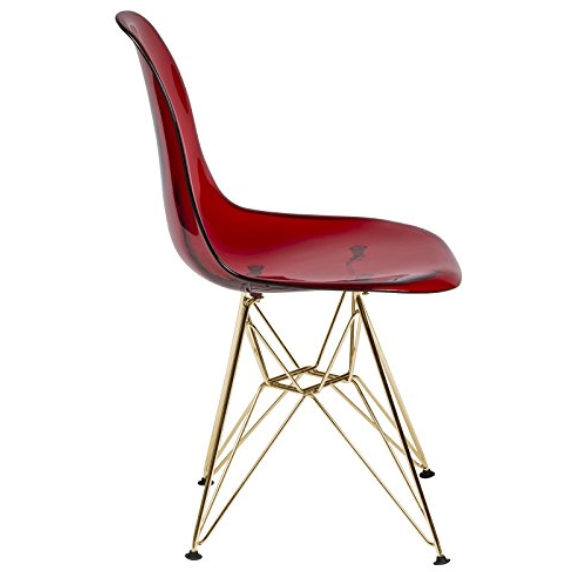 LeisureMod Cresco Molded Eiffel Side Chair with Gold Base, Set of 2