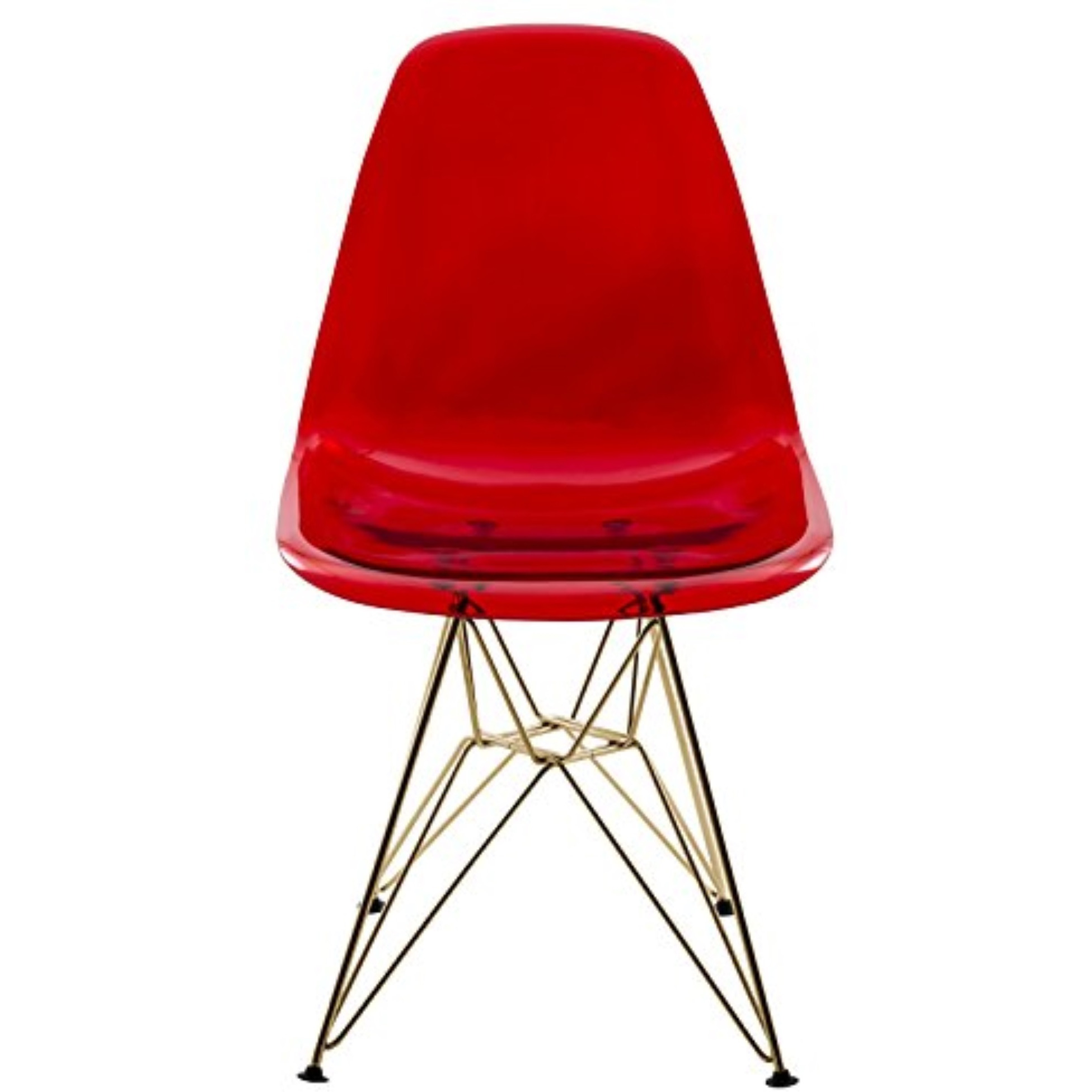 LeisureMod Cresco Molded Eiffel Side Chair with Gold Base, Set of 2