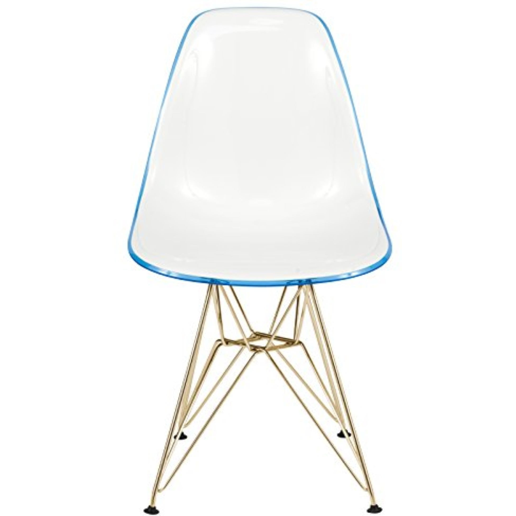 LeisureMod Cresco Molded 2-Tone Eiffel Side Chair with Gold Base, Set of 2