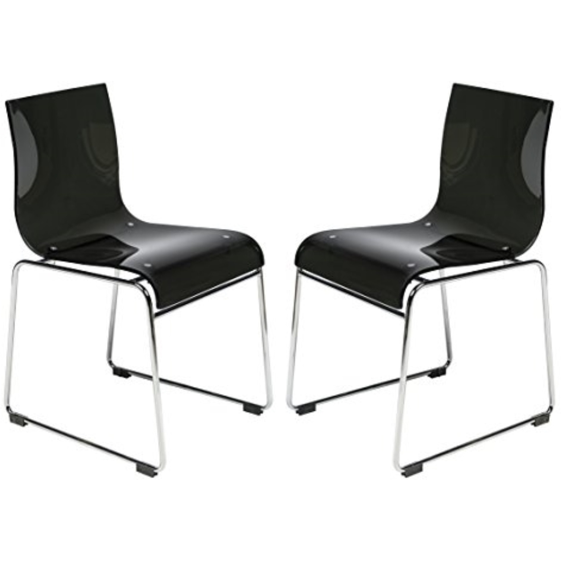 LeisureMod Lima Modern Acrylic Chair, Set of 2