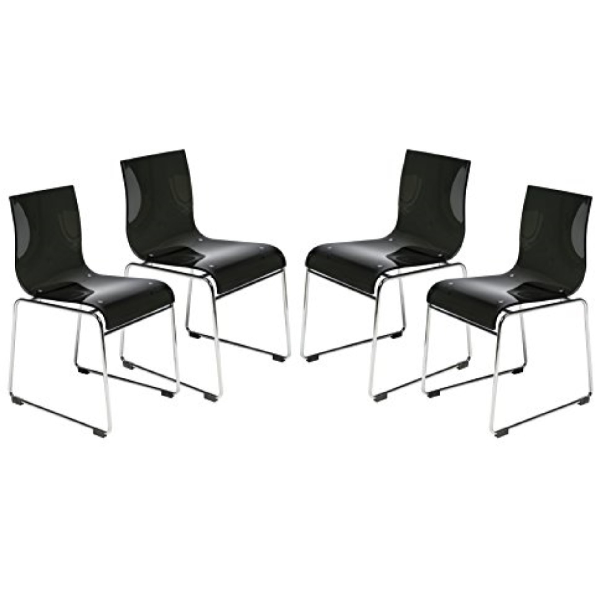 LeisureMod Lima Modern Acrylic Chair, Set of 4