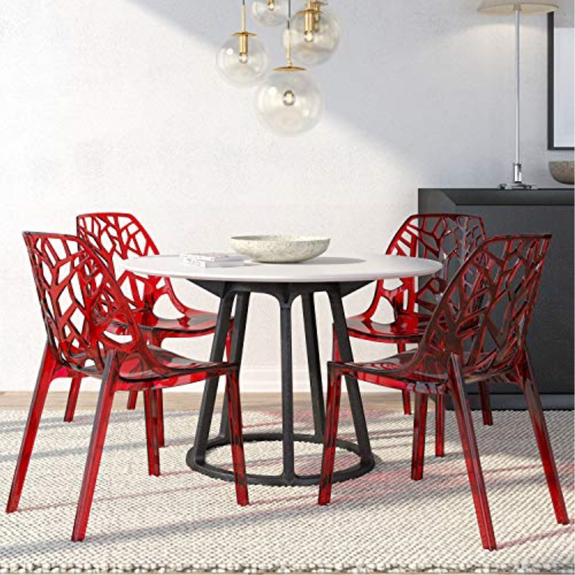 LeisureMod Modern Cornelia Dining Chair, Set of 4