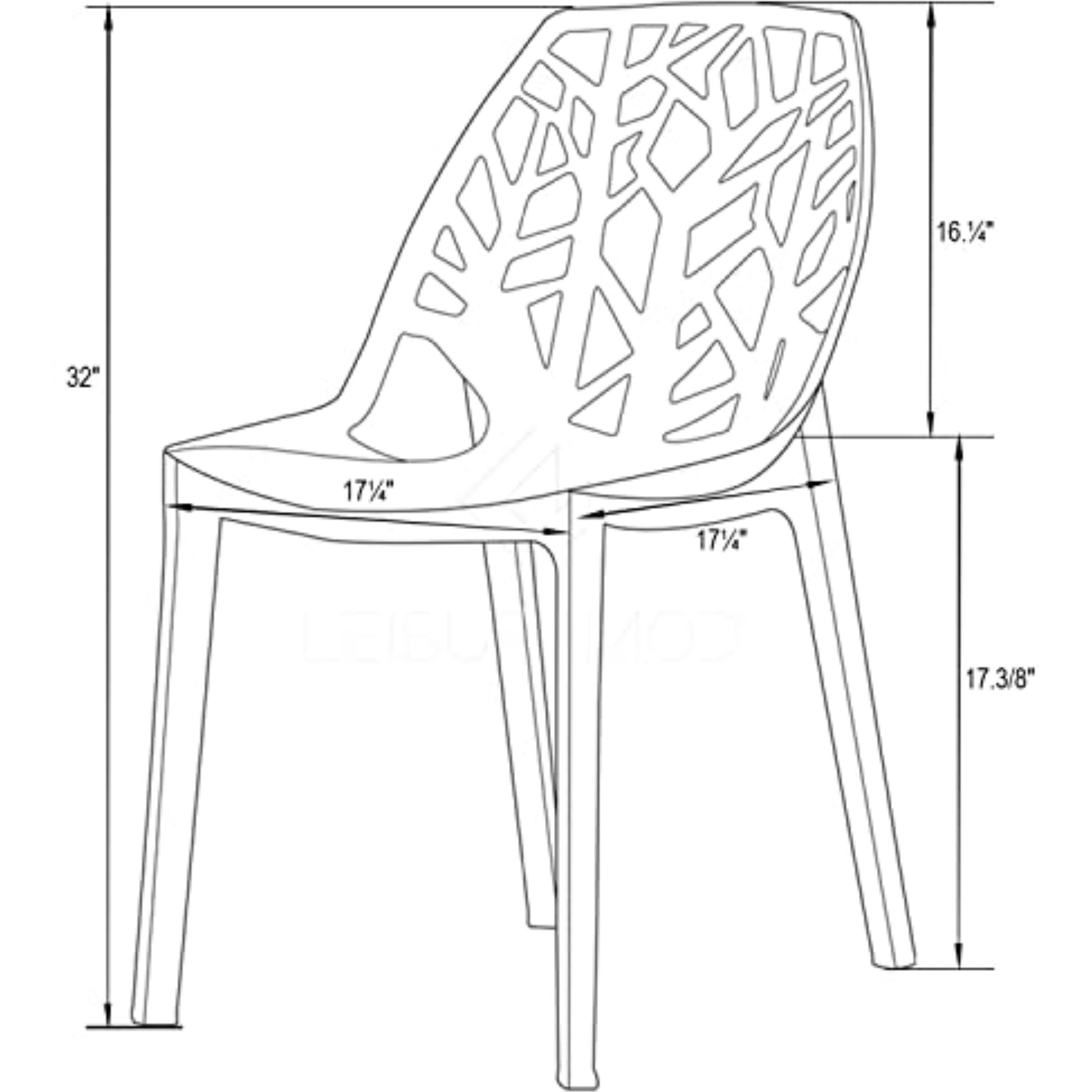 LeisureMod Modern Cornelia Dining Chair, Set of 2