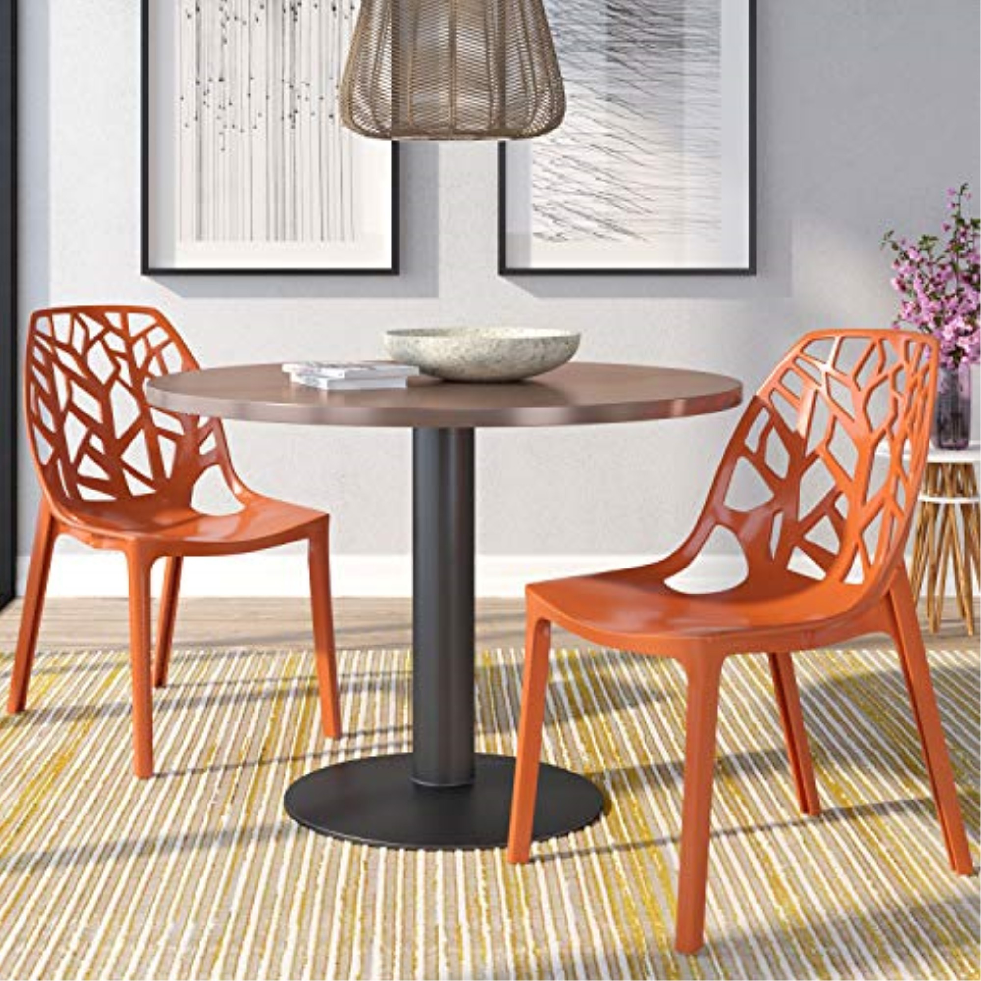 LeisureMod Modern Cornelia Dining Chair, Set of 2