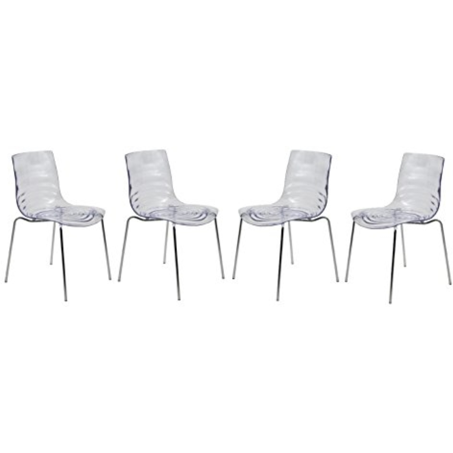 LeisureMod Astor Water Ripple Design Dining Chair Set of 4