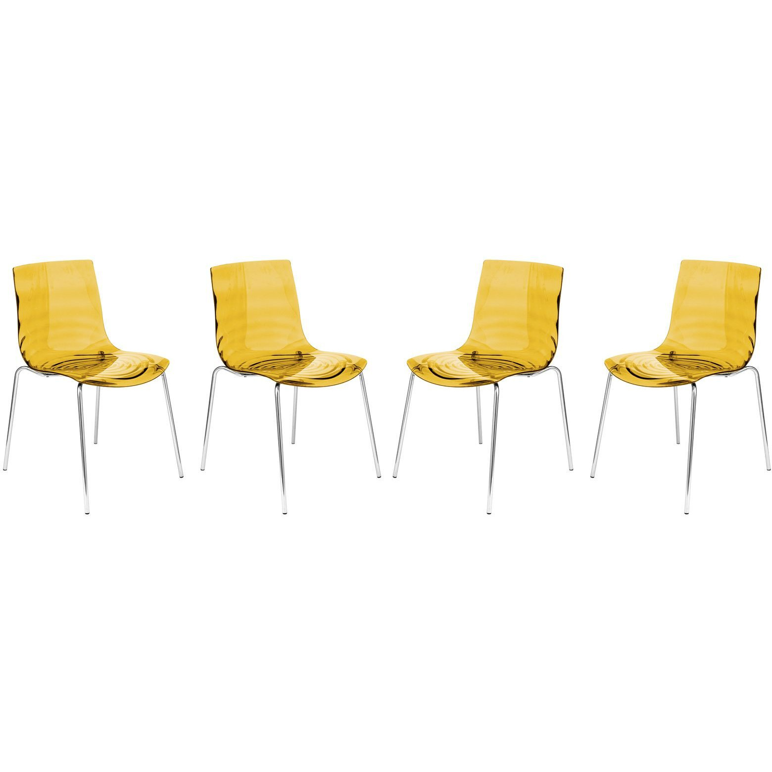 LeisureMod Astor Water Ripple Design Dining Chair Set of 4