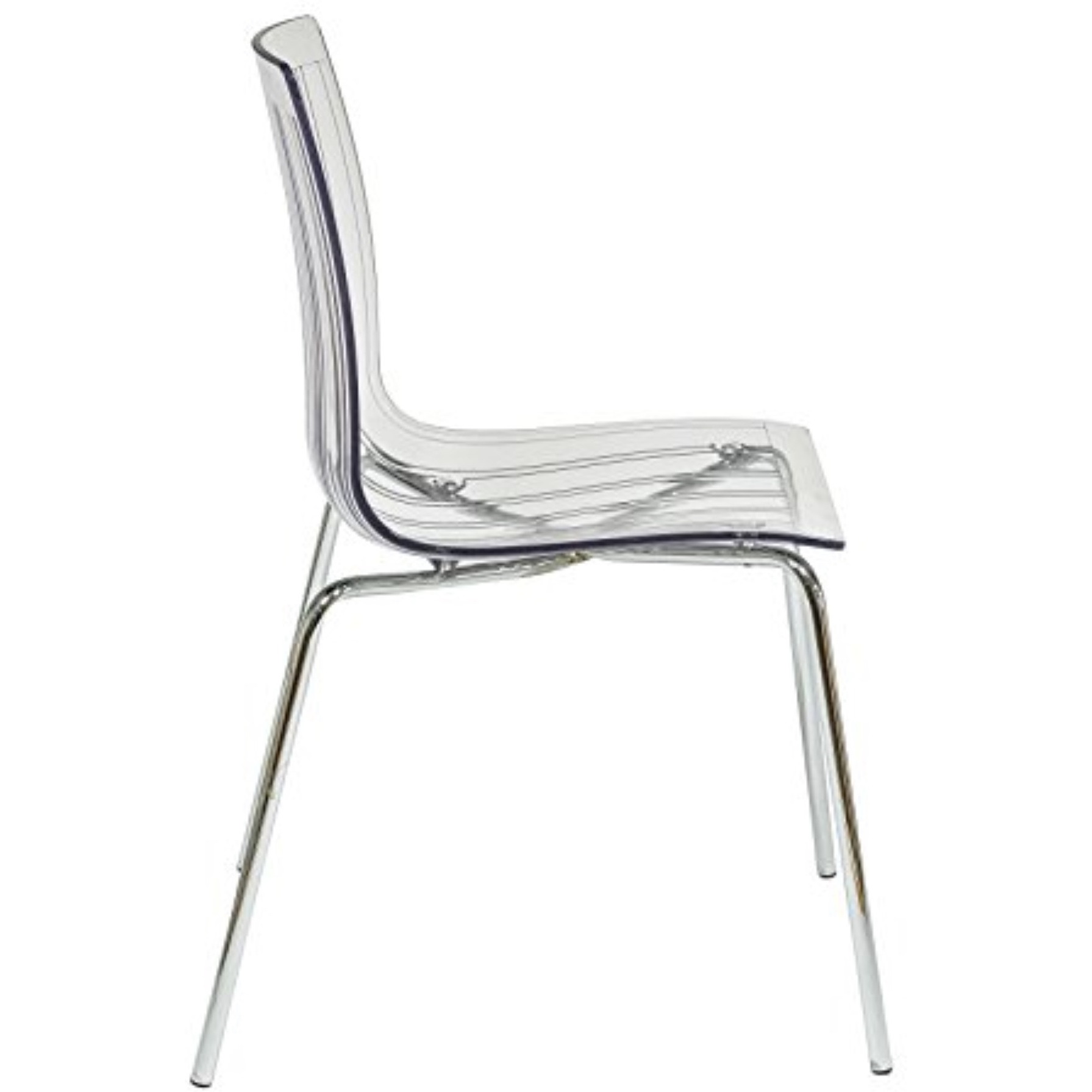 LeisureMod Ralph Dining Chair in Clear, Set of 2