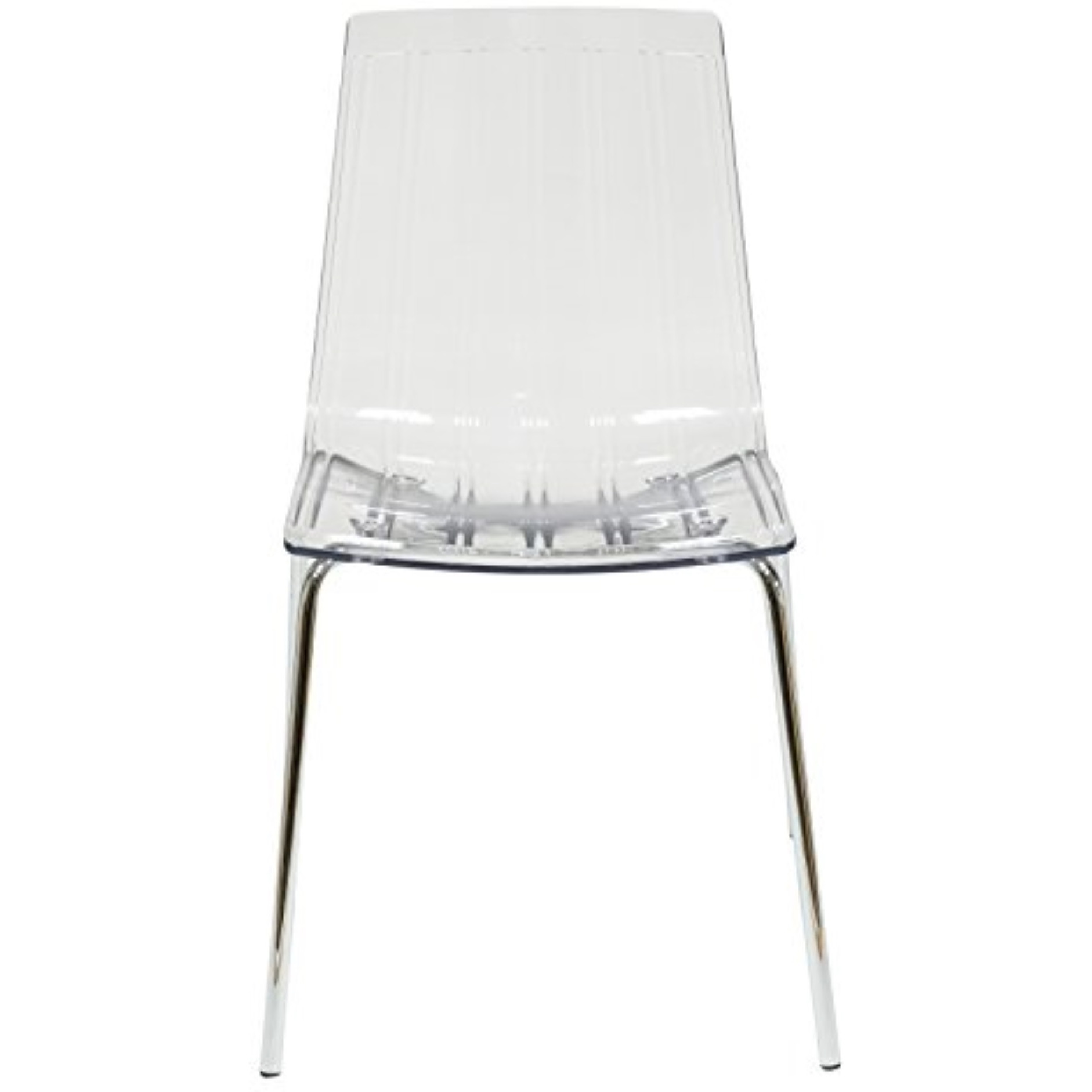 LeisureMod Ralph Dining Chair in Clear, Set of 2