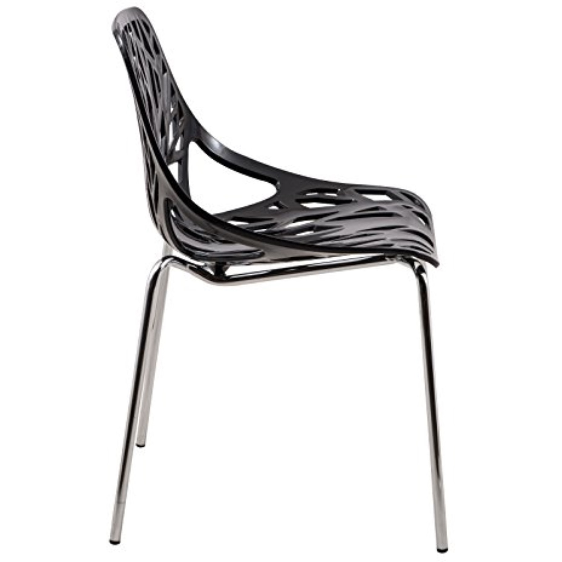 LeisureMod Modern Asbury Dining Chair w/ Chromed Legs, Set of 2