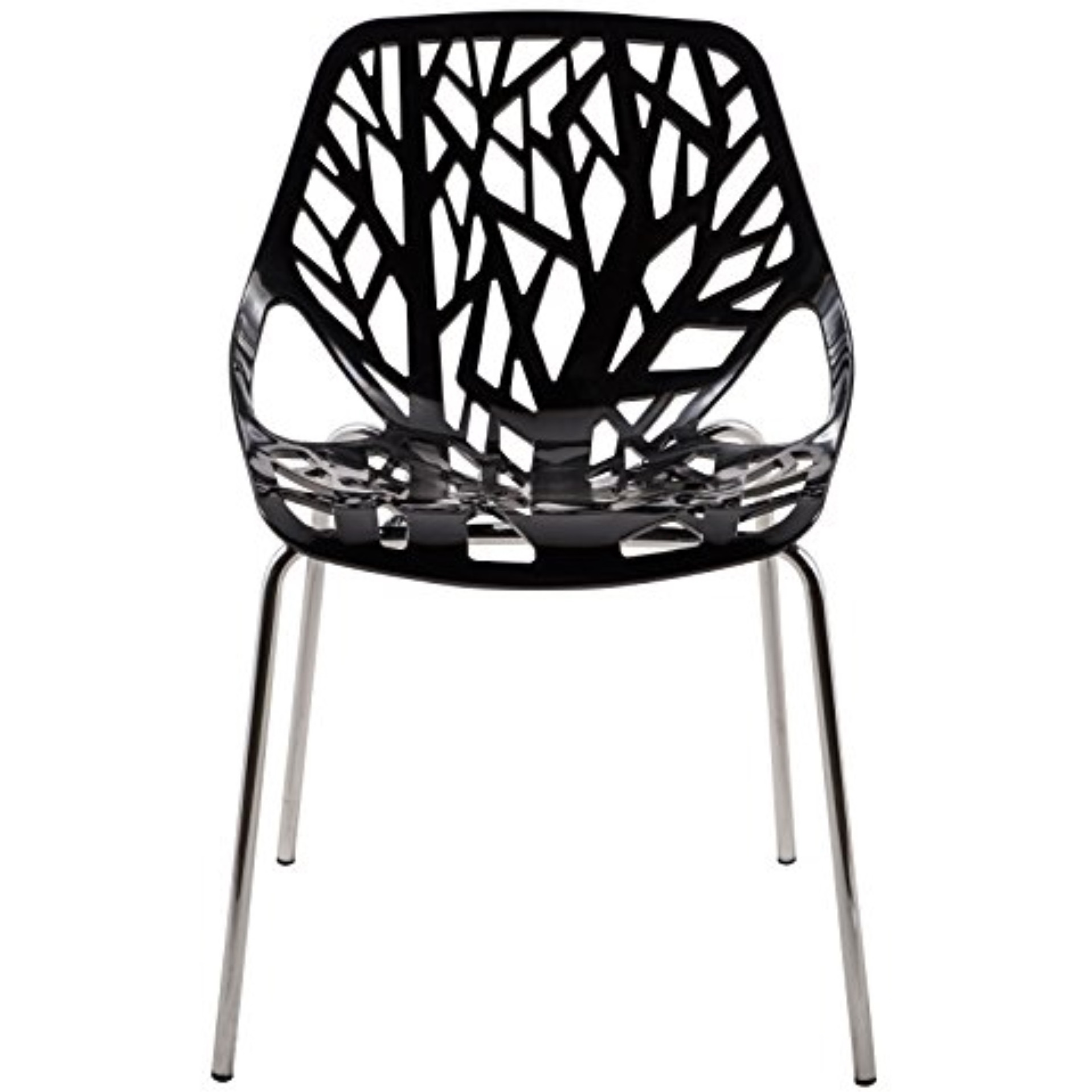 LeisureMod Modern Asbury Dining Chair w/ Chromed Legs, Set of 2