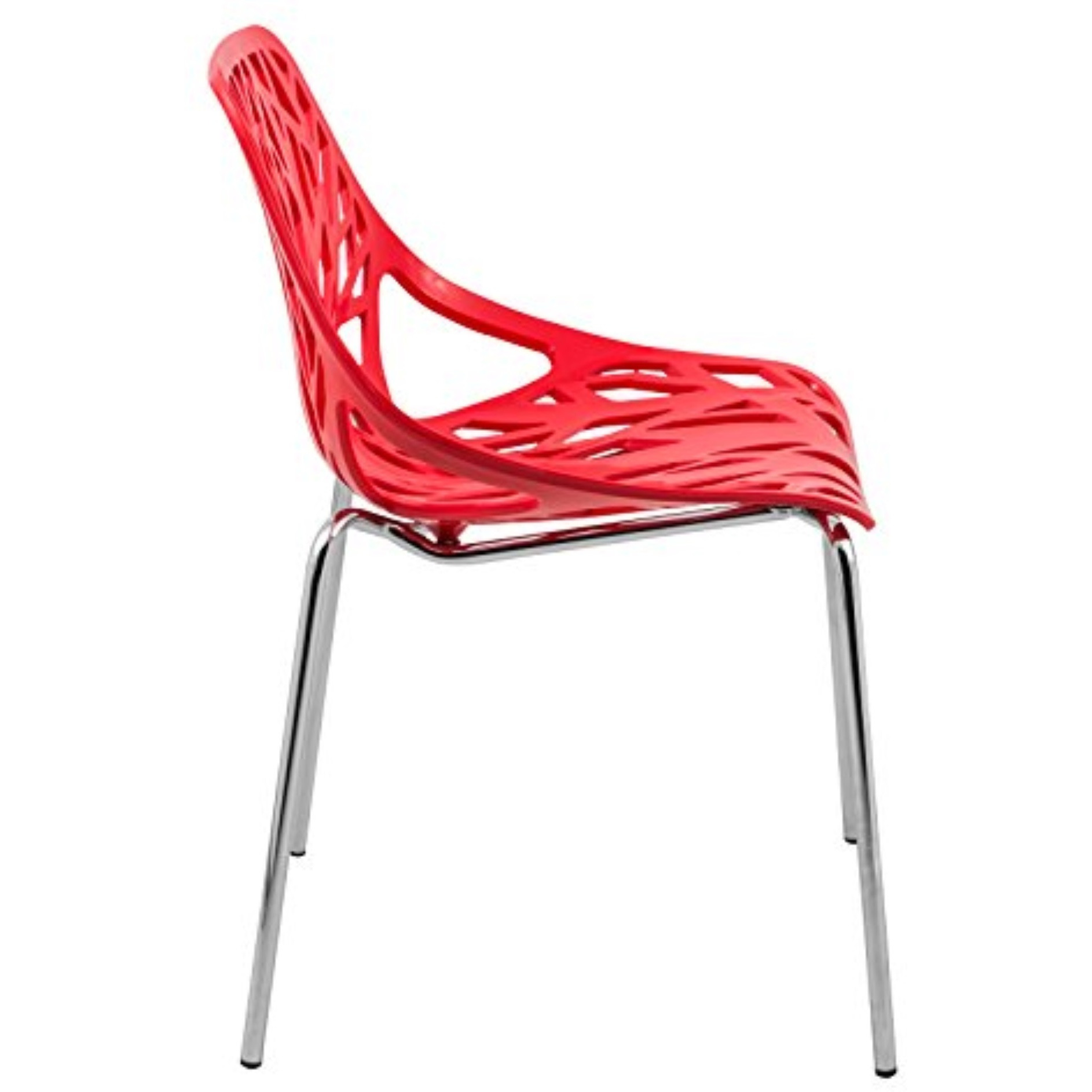 LeisureMod Modern Asbury Dining Chair w/ Chromed Legs, Set of 2