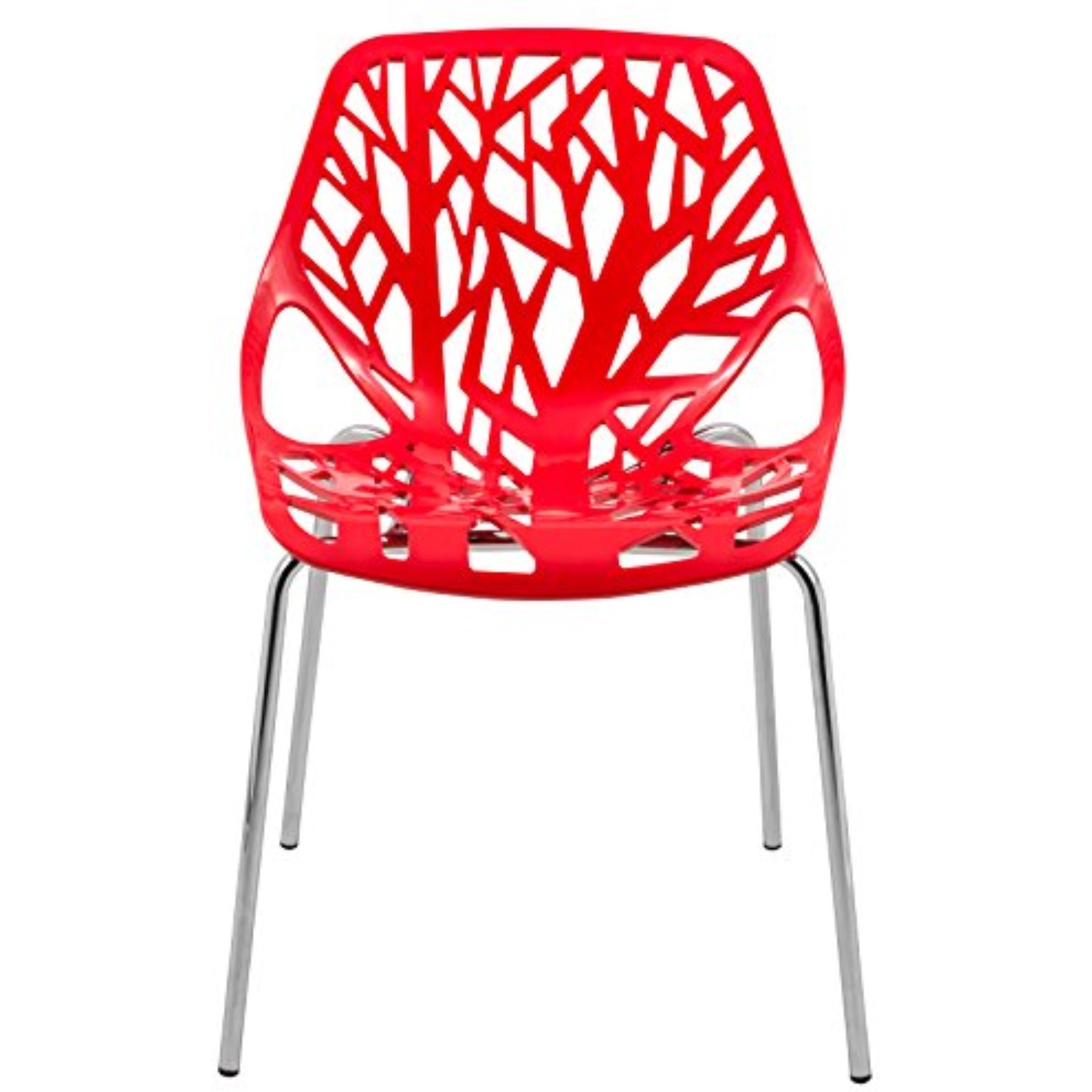 LeisureMod Modern Asbury Dining Chair w/ Chromed Legs, Set of 2