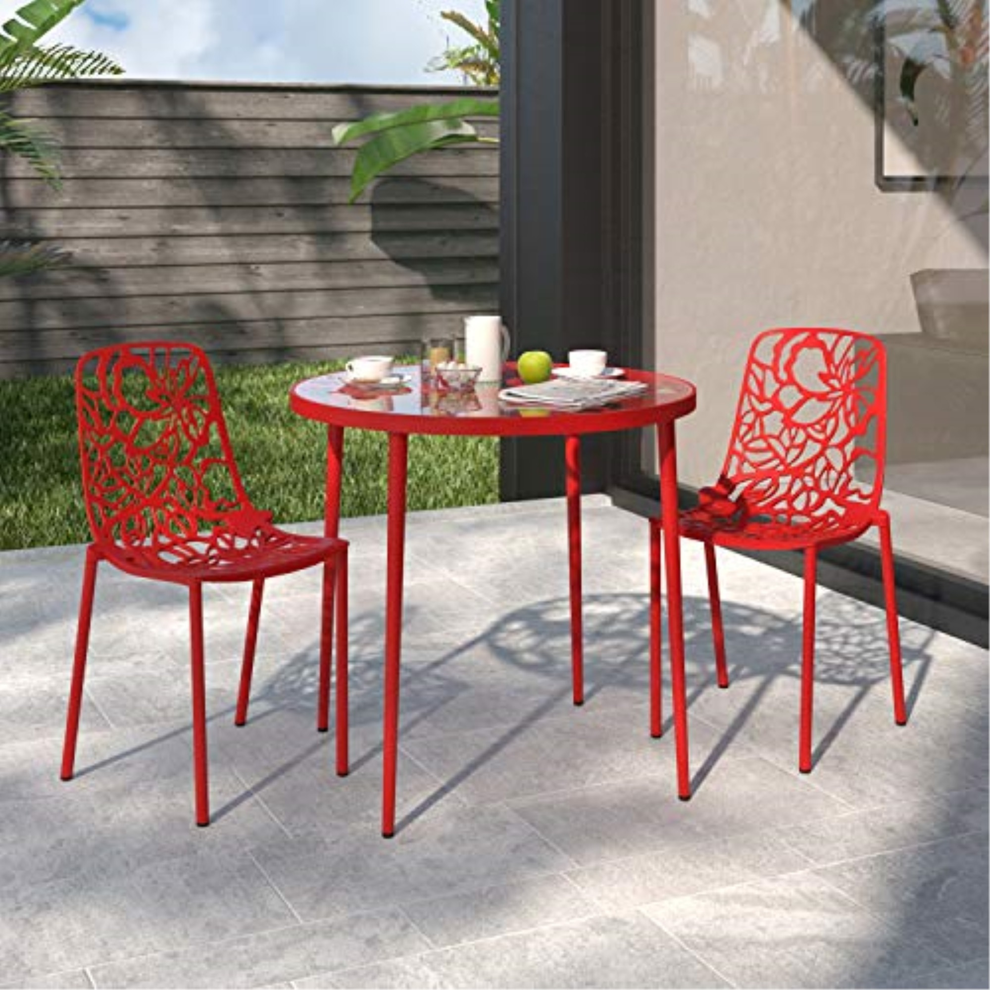 LeisureMod Modern Devon Aluminum Chair, Set of 2