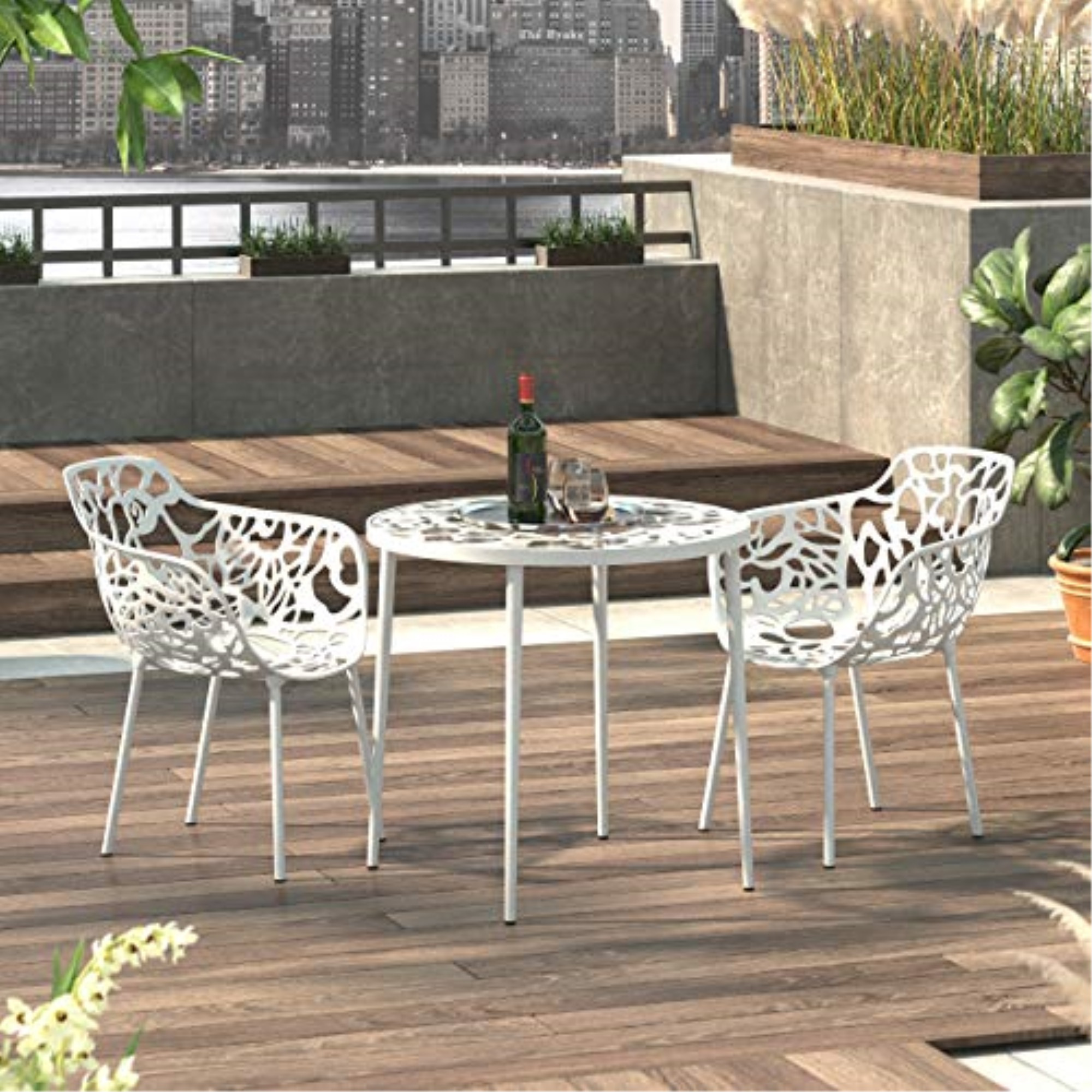 LeisureMod Modern Devon Aluminum Chair, Set of 2