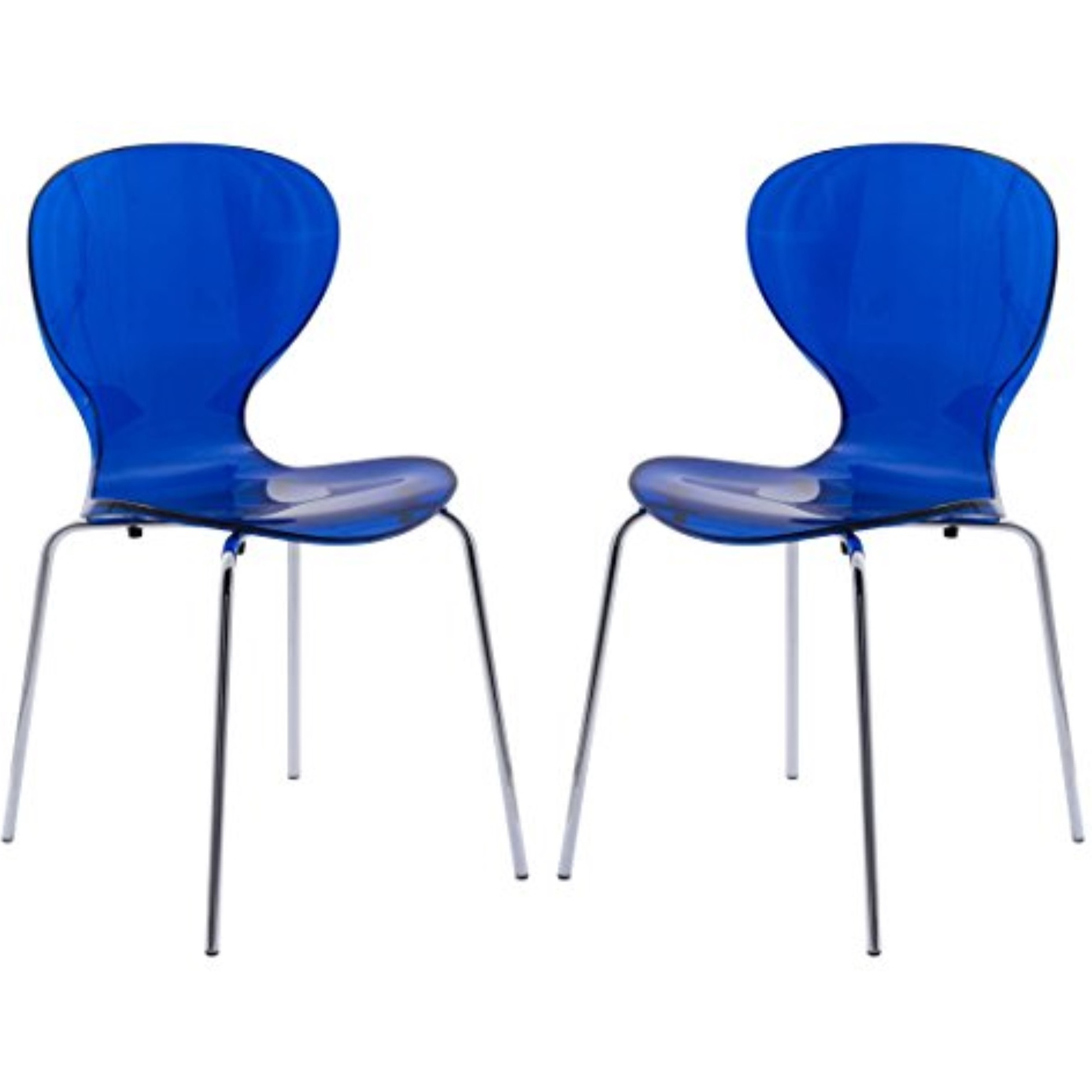 LeisureMod Modern Oyster Transparent Side Chair, Set of 2