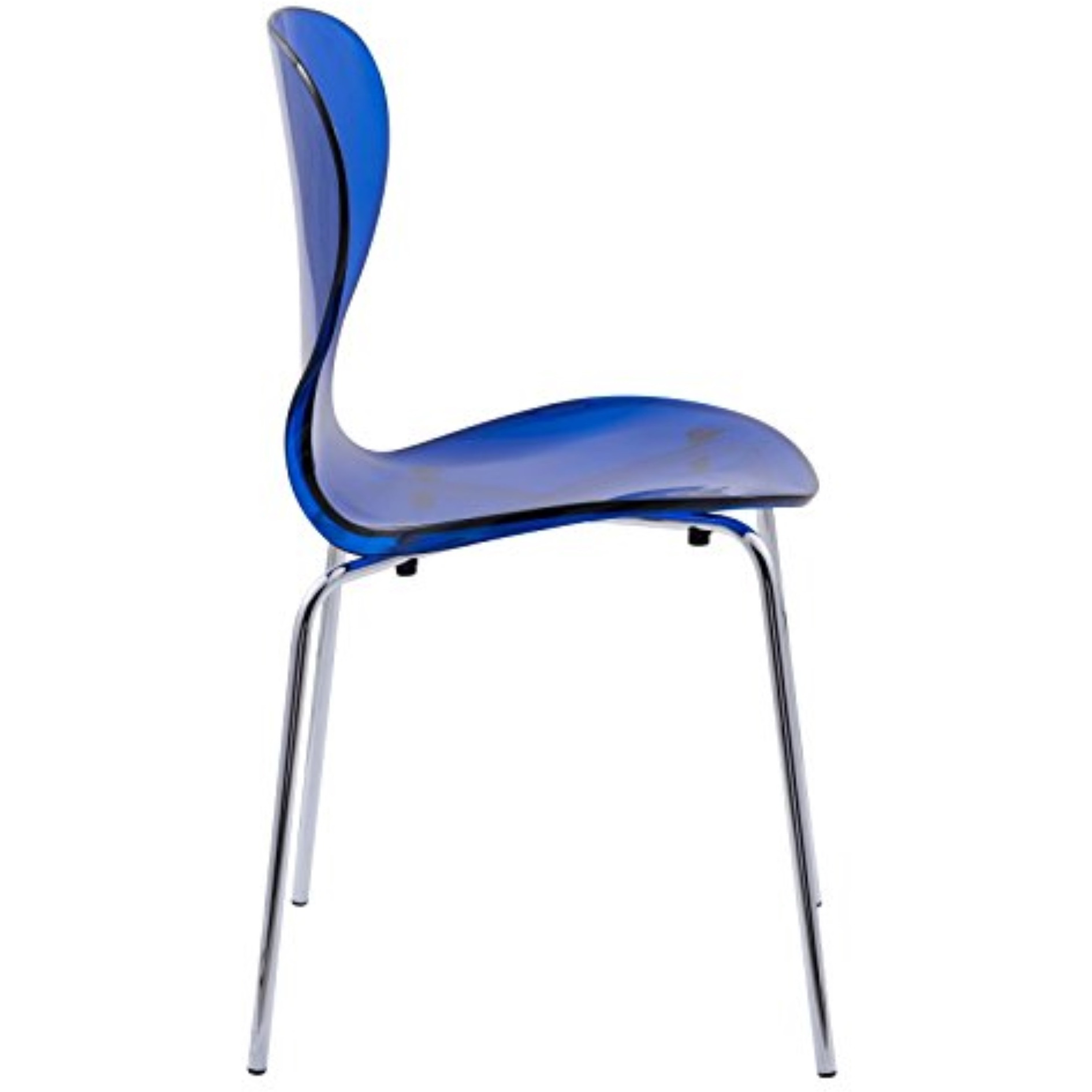 LeisureMod Modern Oyster Transparent Side Chair, Set of 2