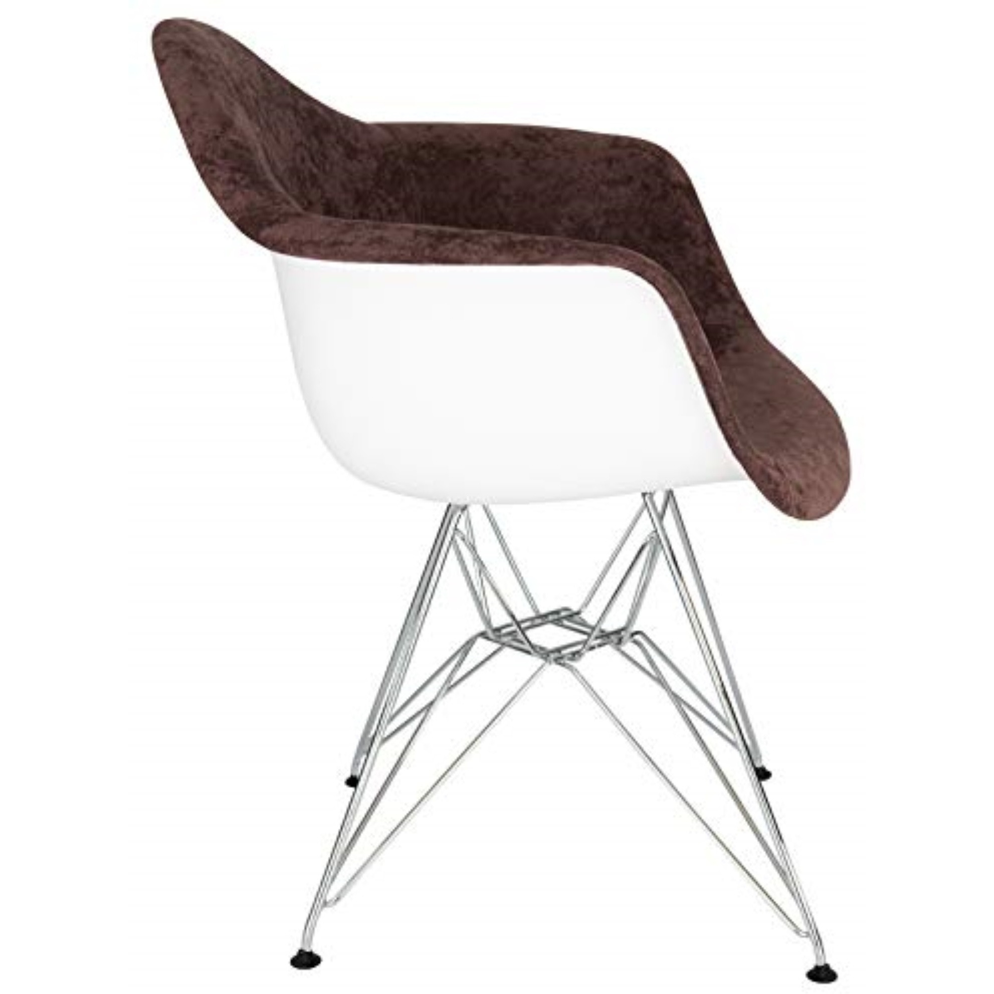 LeisureMod Willow Velvet Eiffel Metal Base Accent Chair Set of 4