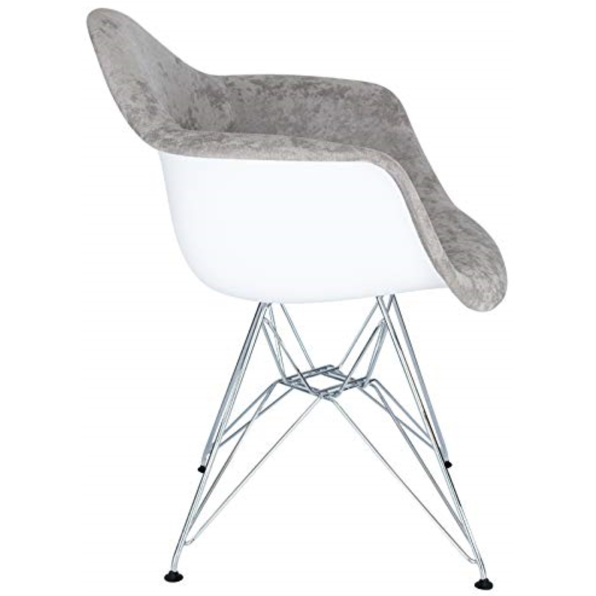 LeisureMod Willow Velvet Eiffel Metal Base Accent Chair