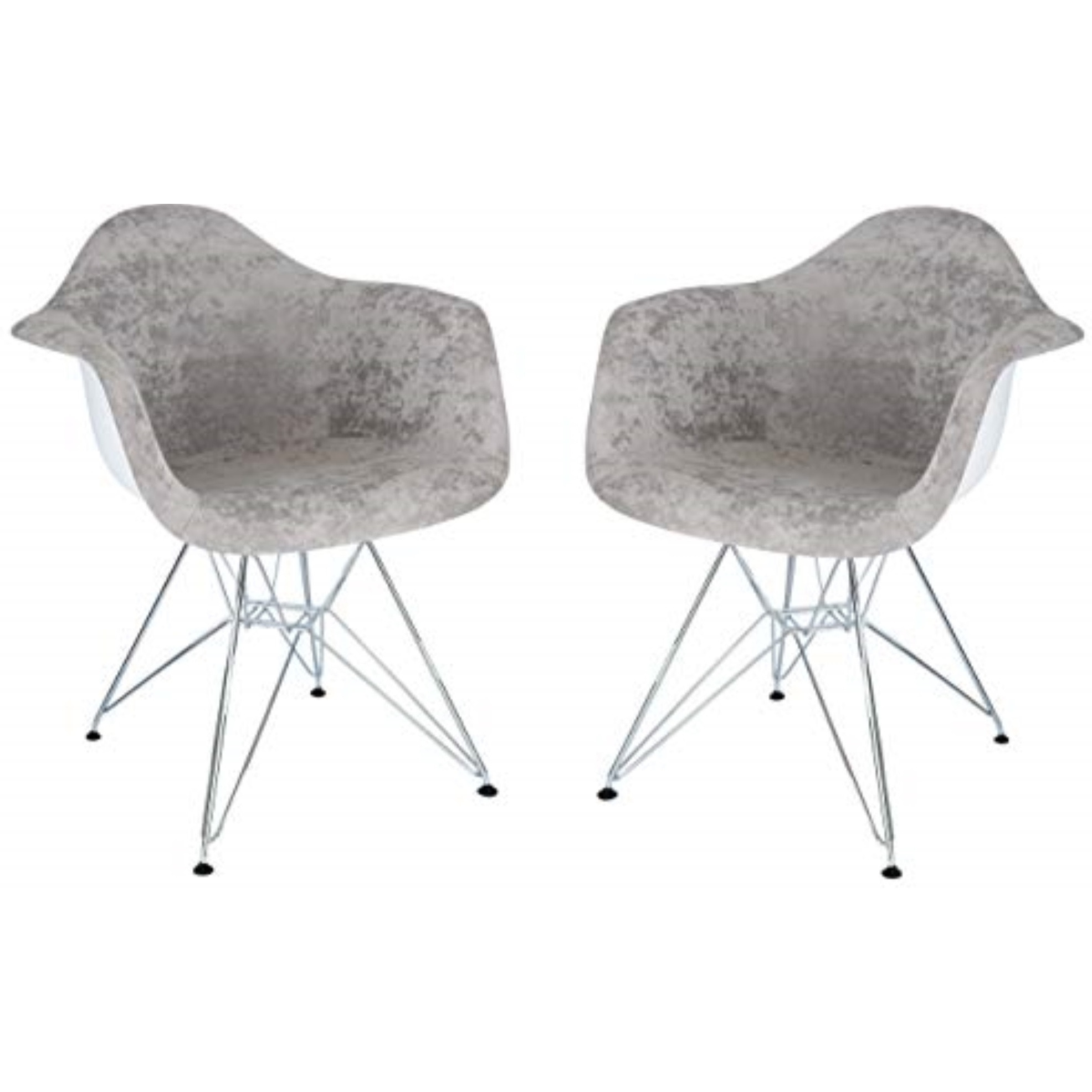 LeisureMod Willow Velvet Eiffel Metal Base Accent Chair Set of 2