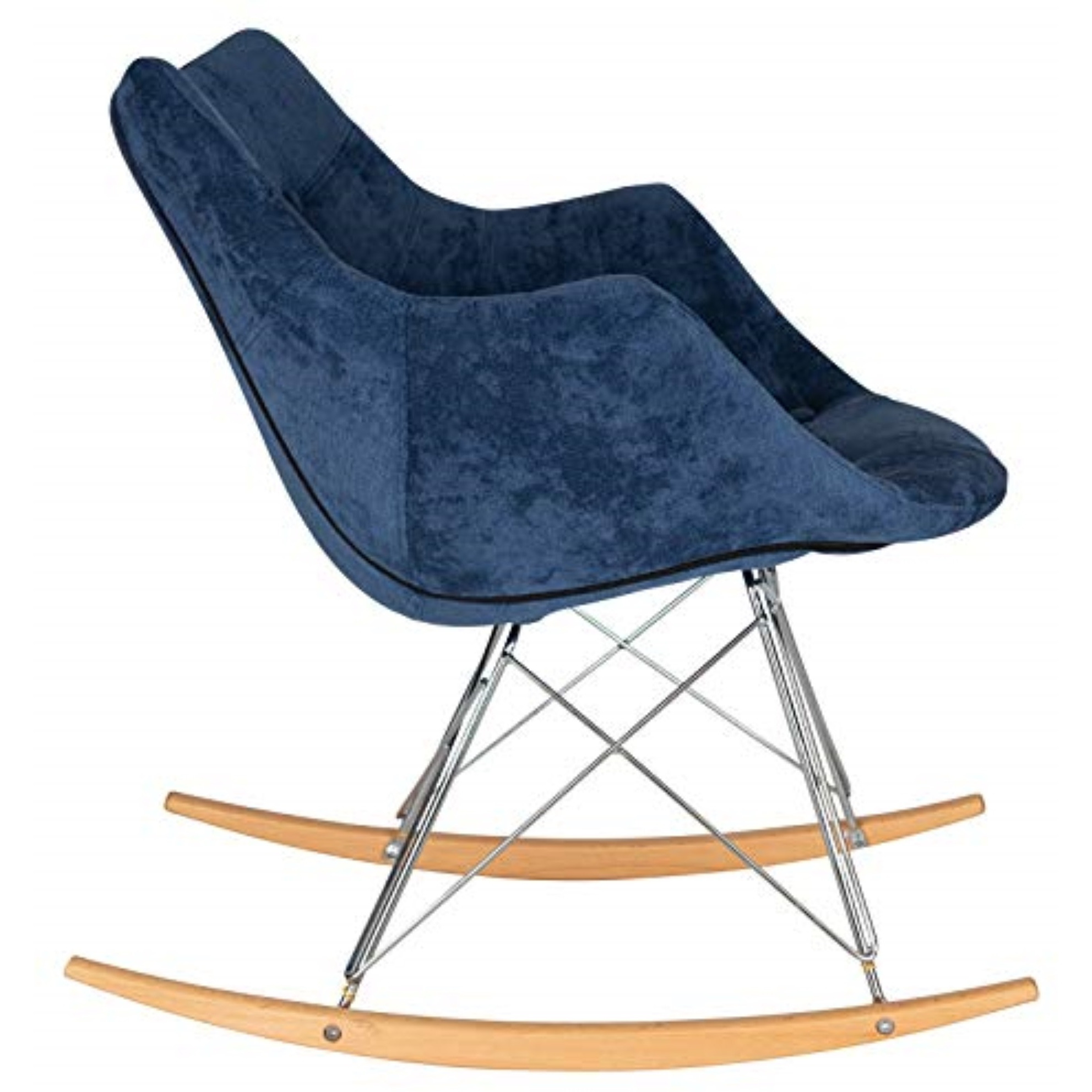 LeisureMod Willow Velvet Eiffel Base Rocking Chair