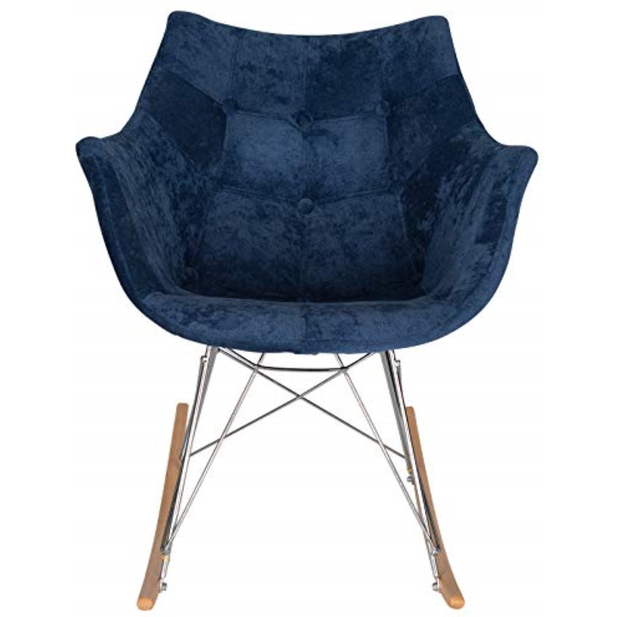 LeisureMod Willow Velvet Eiffel Base Rocking Chair